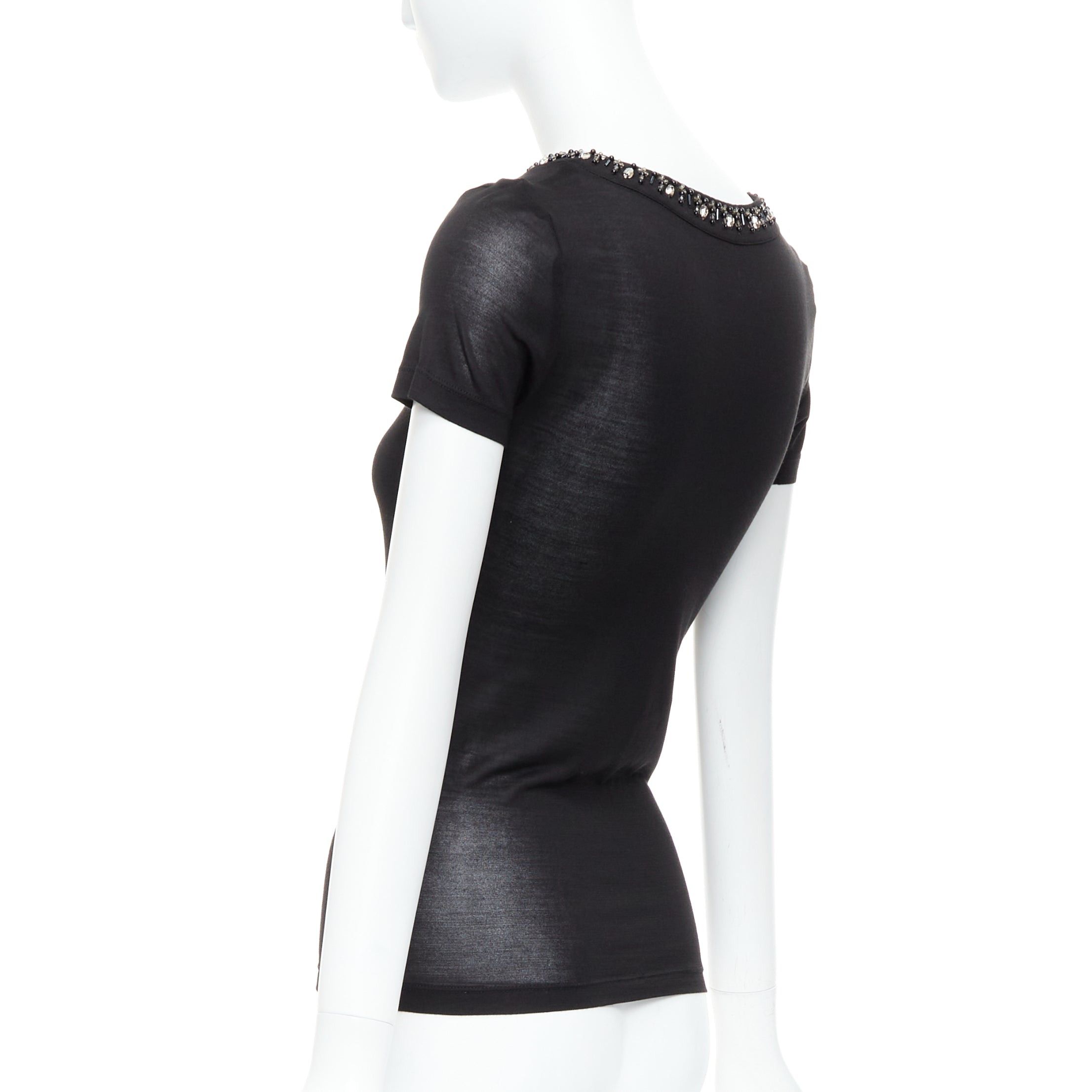Dior CHRISTIAN DIOR black 100% silk glass PVC beaded collar tshirt FR36 S Size S / US 4 / IT 40 - 6 Thumbnail