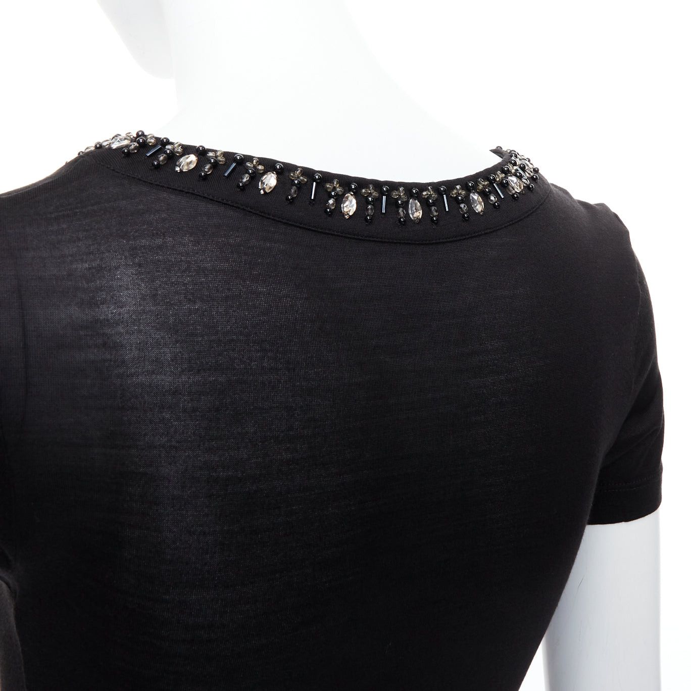 Dior CHRISTIAN DIOR black 100% silk glass PVC beaded collar tshirt FR36 S Size S / US 4 / IT 40 - 7 Thumbnail