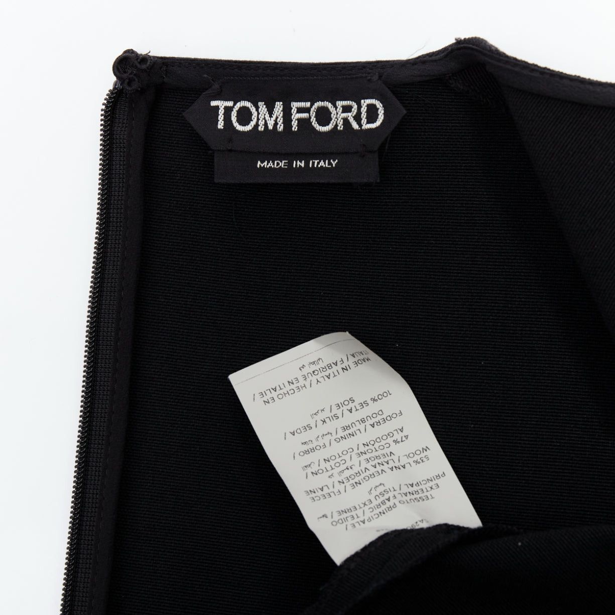 Tom Ford TOM FORD black virgin wool cotton fringe trim crop sleeved fitted top IT36 XXS Size XS / US 0-2 / IT 36-38 - 8 Thumbnail