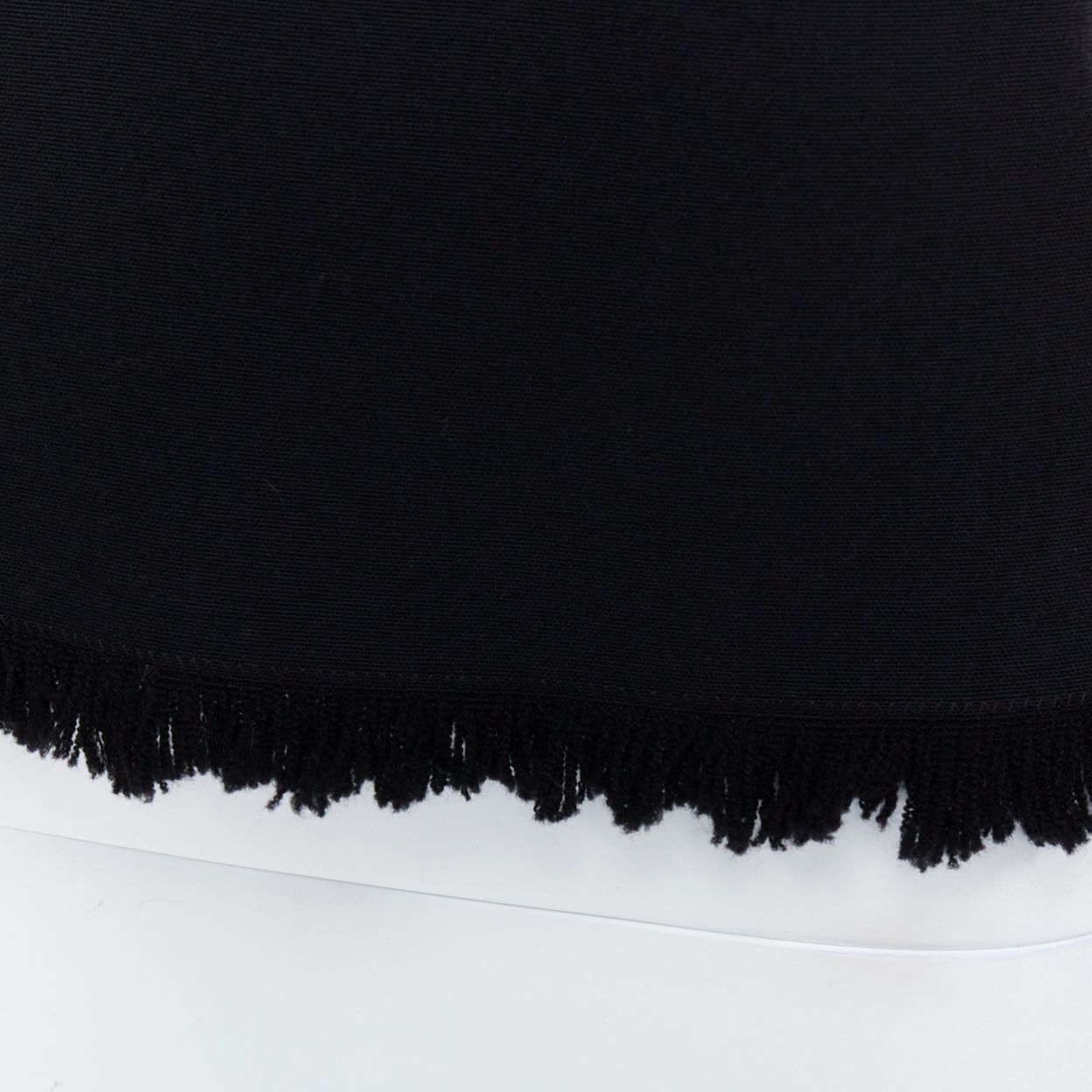 Tom Ford TOM FORD black virgin wool cotton fringe trim crop sleeved fitted top IT36 XXS Size XS / US 0-2 / IT 36-38 - 2 Thumbnail
