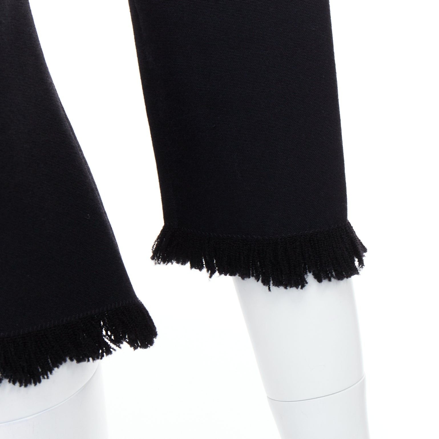 Tom Ford TOM FORD black virgin wool cotton fringe trim crop sleeved fitted top IT36 XXS Size XS / US 0-2 / IT 36-38 - 7 Thumbnail