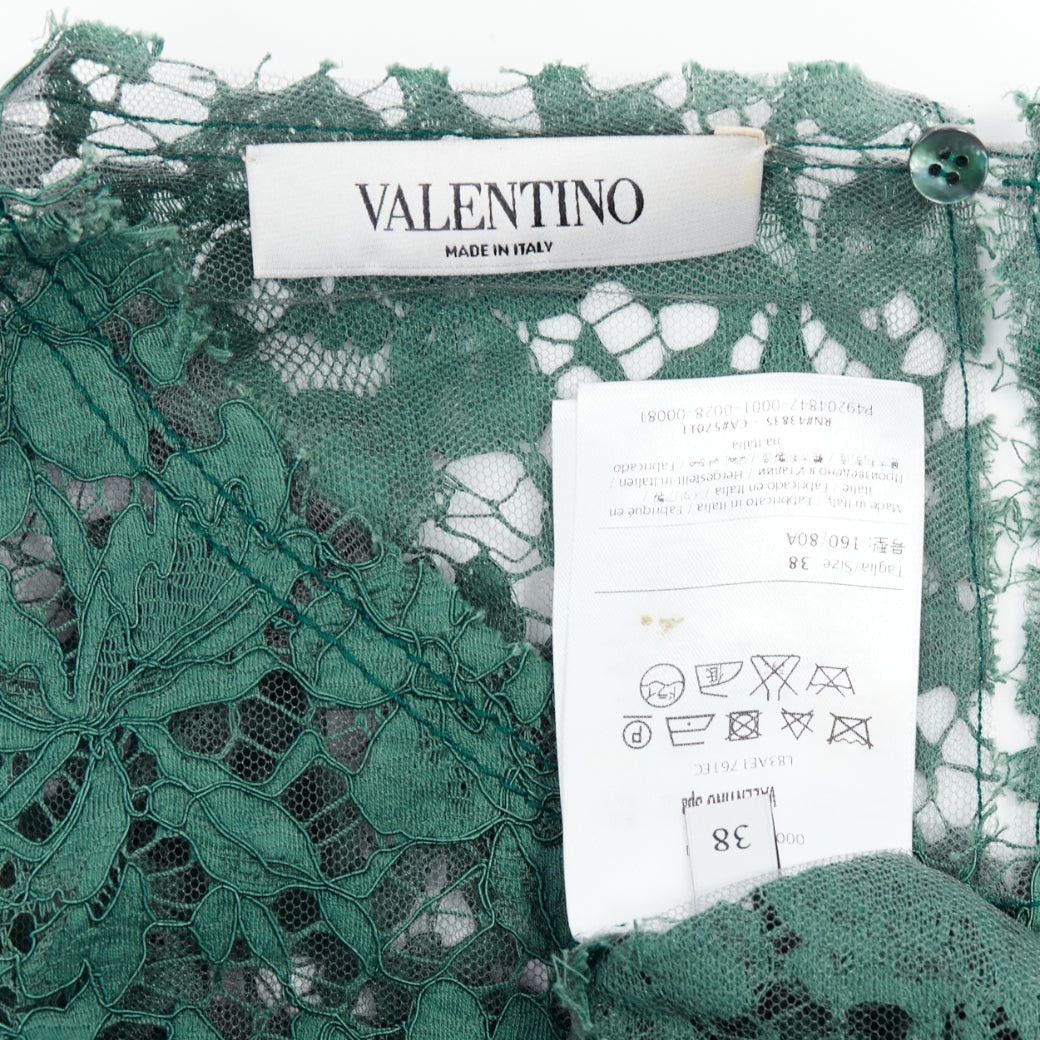 Valentino VALENTINO green floral lace boxy crop tshirt top IT38 XS Size XS / US 0-2 / IT 36-38 - 8 Thumbnail
