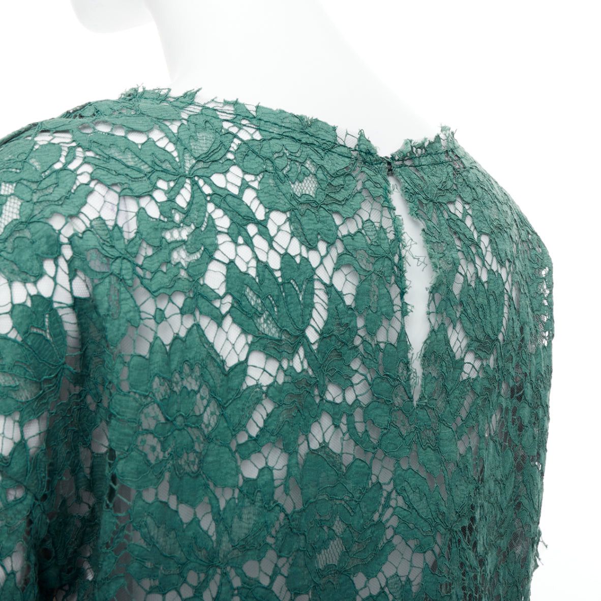 Valentino VALENTINO green floral lace boxy crop tshirt top IT38 XS Size XS / US 0-2 / IT 36-38 - 7 Thumbnail