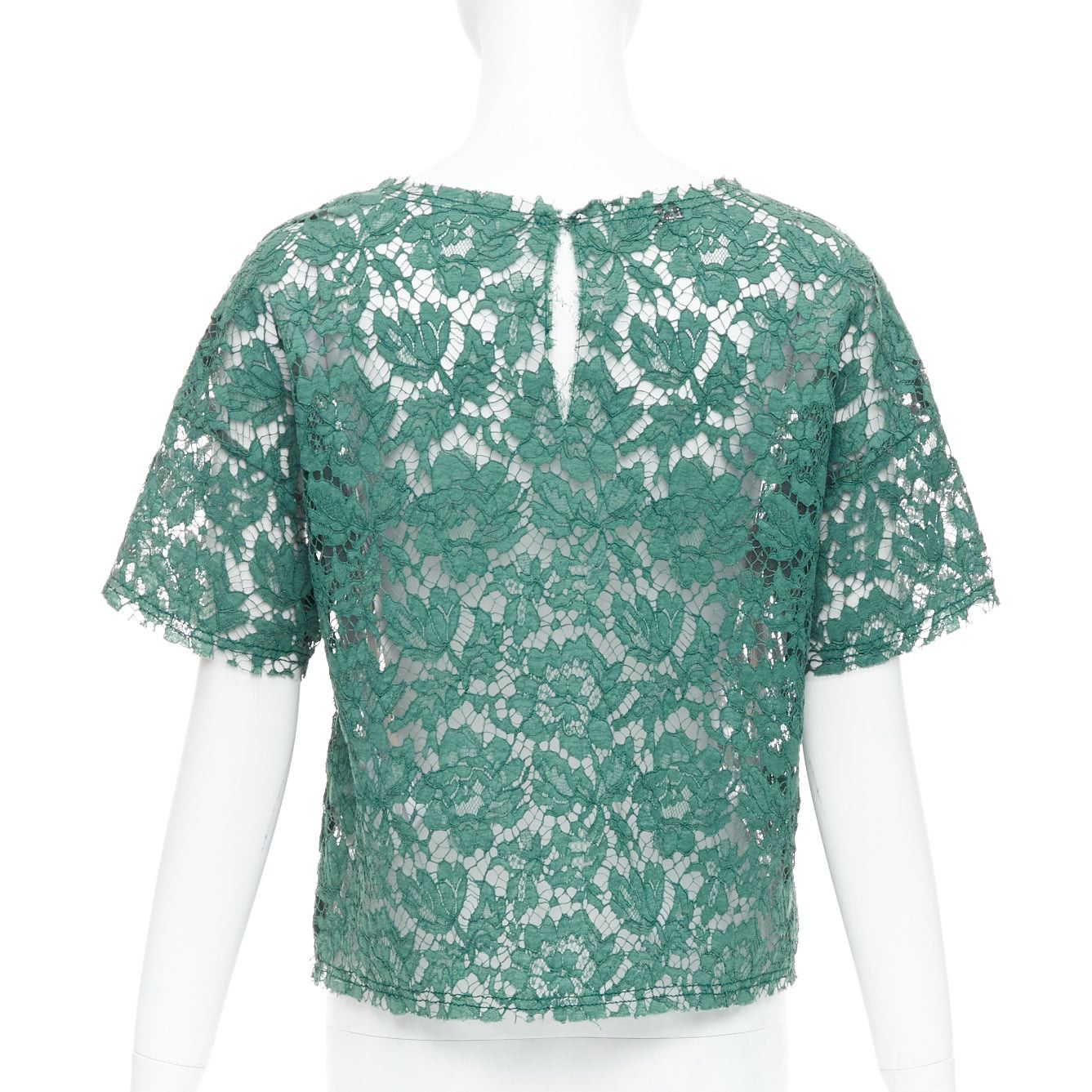 Valentino VALENTINO green floral lace boxy crop tshirt top IT38 XS Size XS / US 0-2 / IT 36-38 - 5 Thumbnail