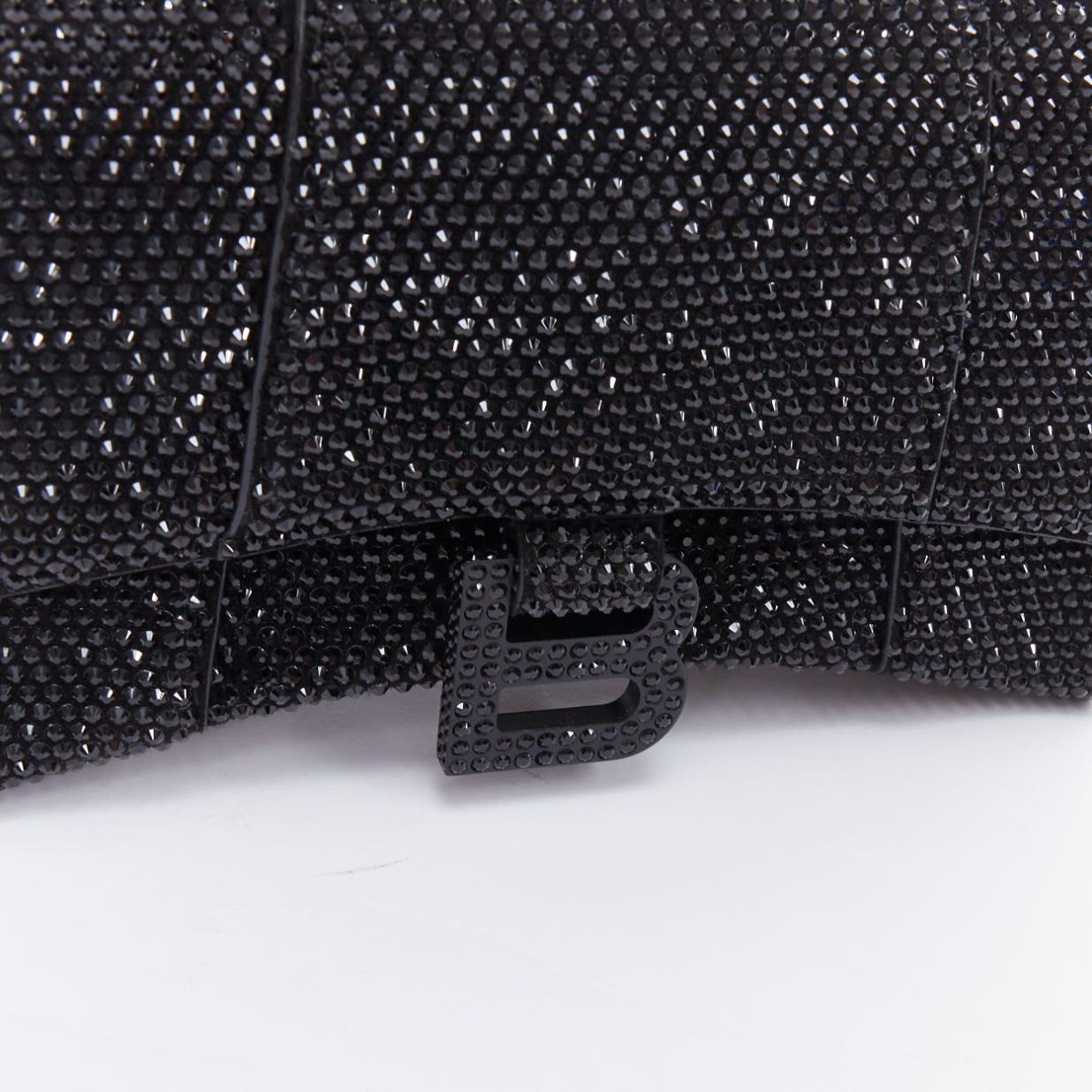 Balenciaga BALENCIAGA Demna Hourglass XS black strass crystal leather crossbody bag Size ONE SIZE - 7 Thumbnail