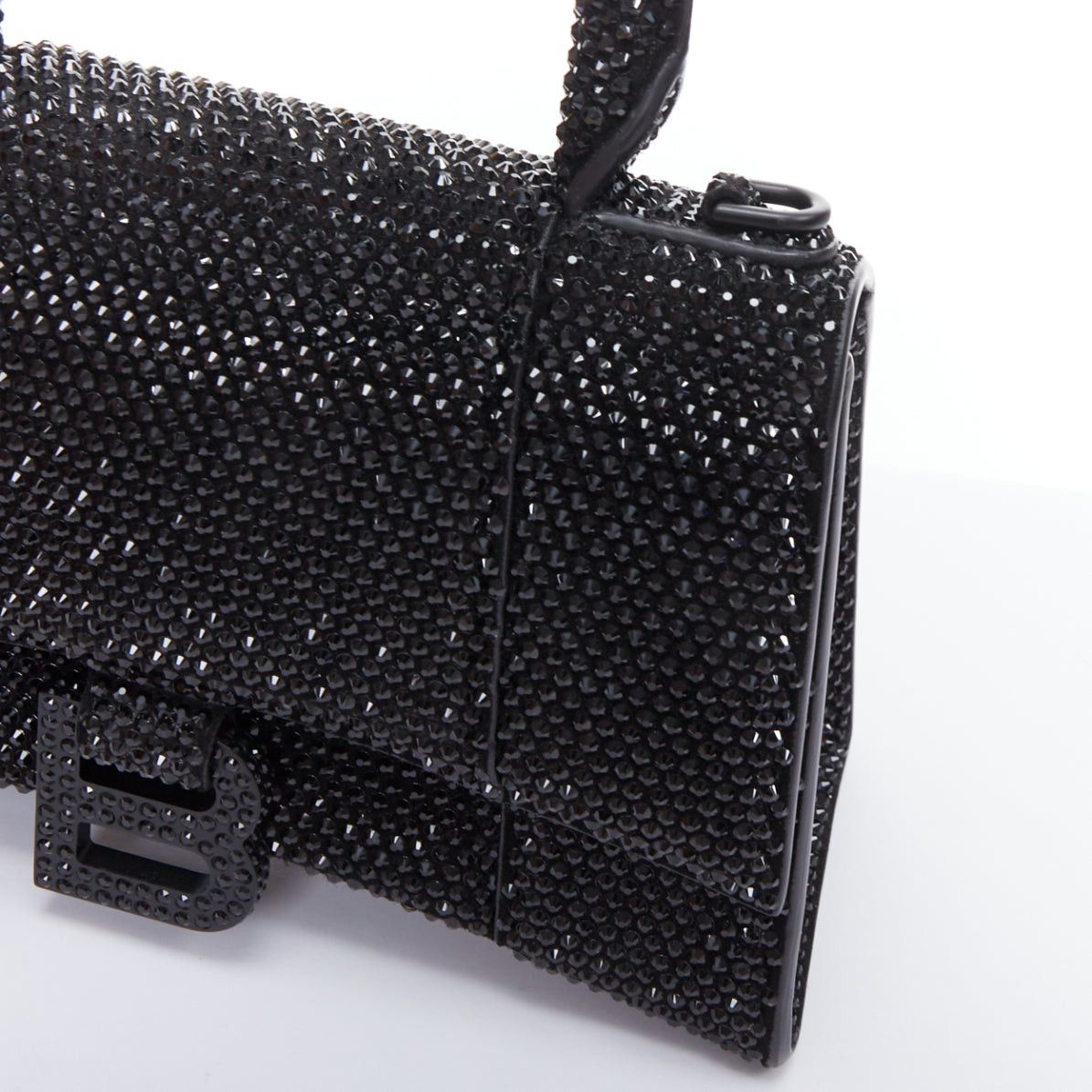 Balenciaga BALENCIAGA Demna Hourglass XS black strass crystal leather crossbody bag Size ONE SIZE - 8 Thumbnail