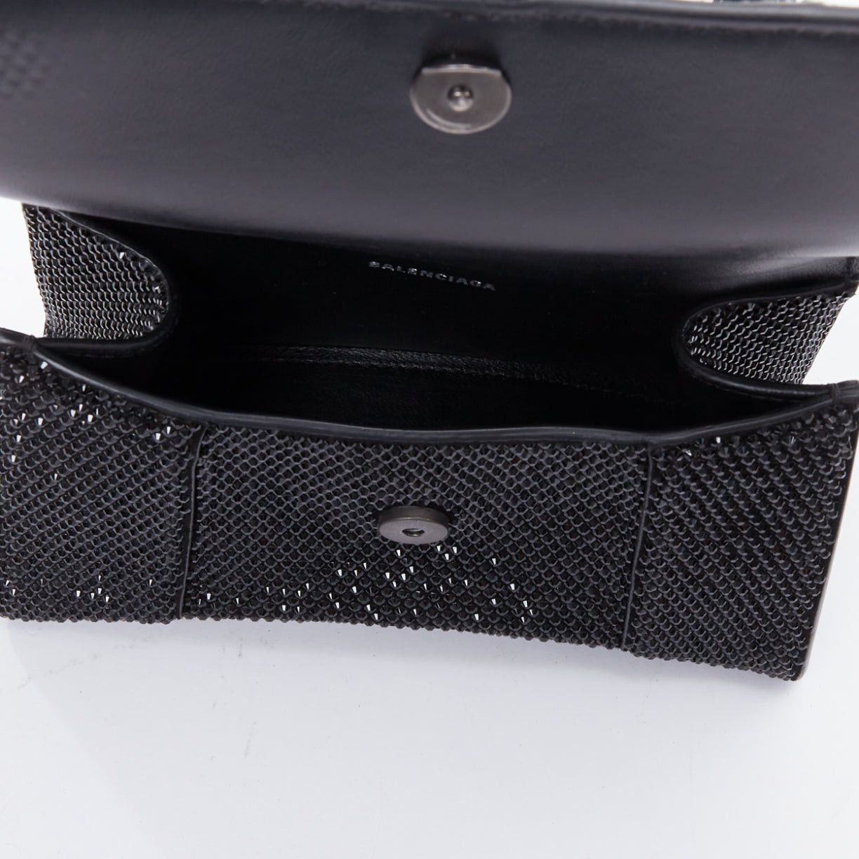 Balenciaga BALENCIAGA Demna Hourglass XS black strass crystal leather crossbody bag Size ONE SIZE - 9 Thumbnail