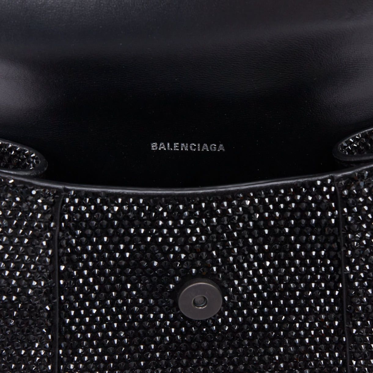 Balenciaga BALENCIAGA Demna Hourglass XS black strass crystal leather crossbody bag Size ONE SIZE - 10 Thumbnail