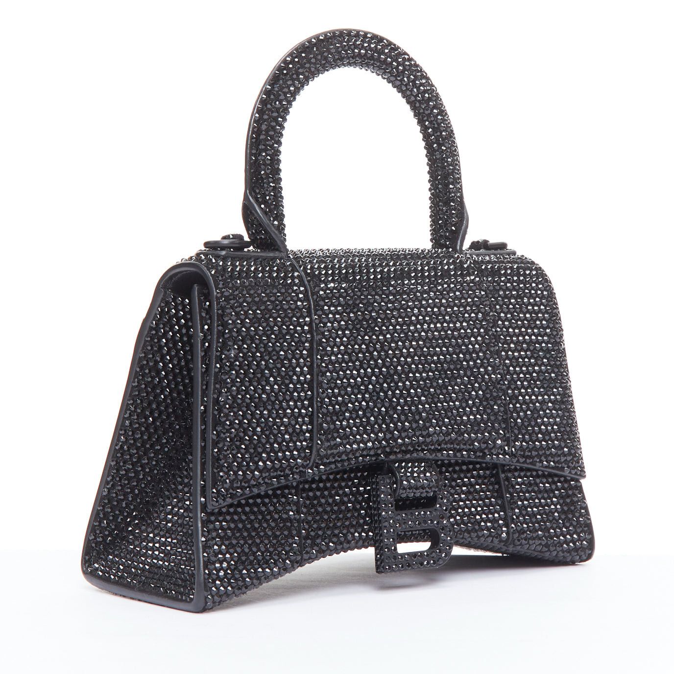 Balenciaga BALENCIAGA Demna Hourglass XS black strass crystal leather crossbody bag Size ONE SIZE - 3 Thumbnail