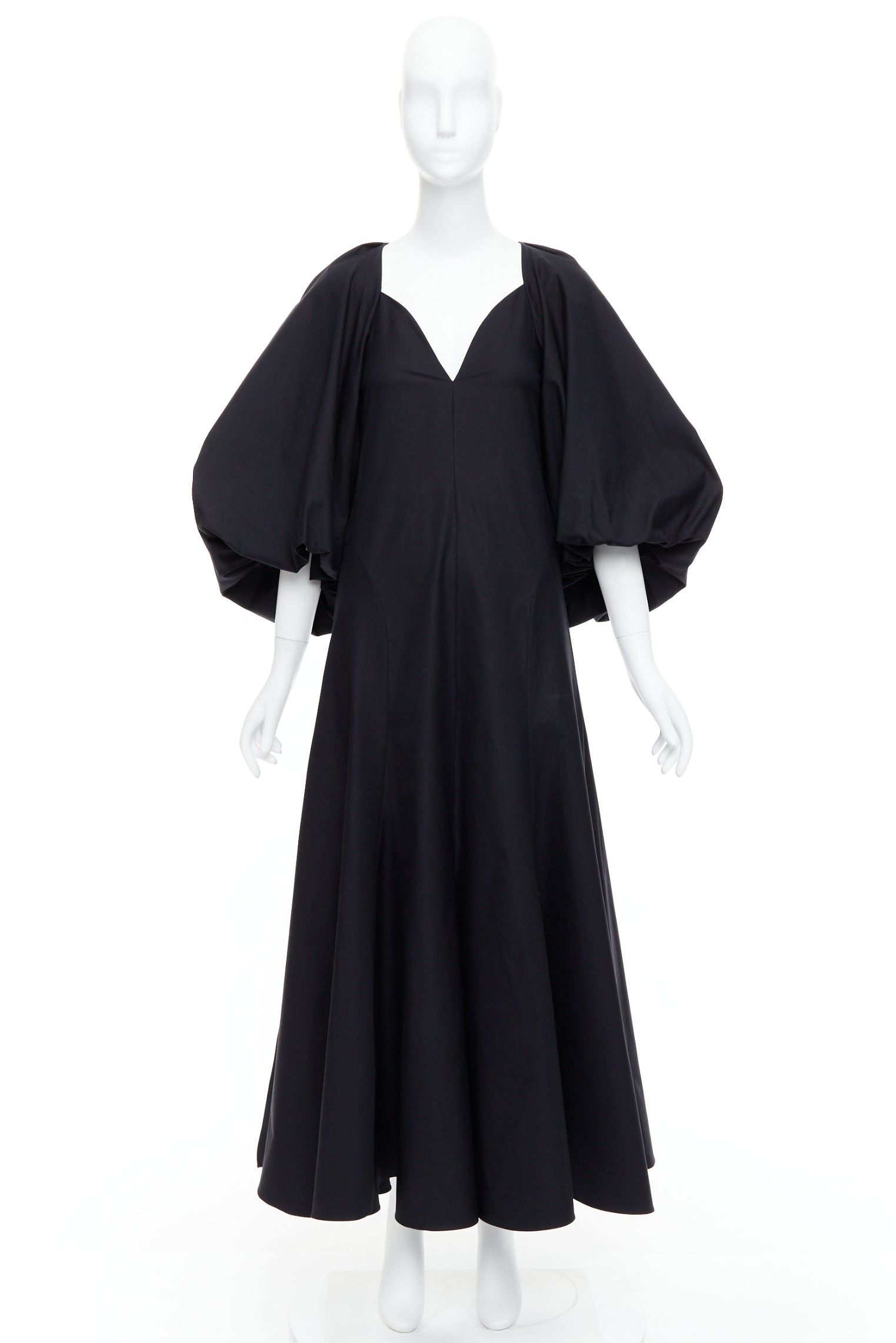 KHAITE KHAITE Joanne black cotton balloon sleeved midi dress US0 XS Size XS / US 0-2 / IT 36-38 - 9 Thumbnail