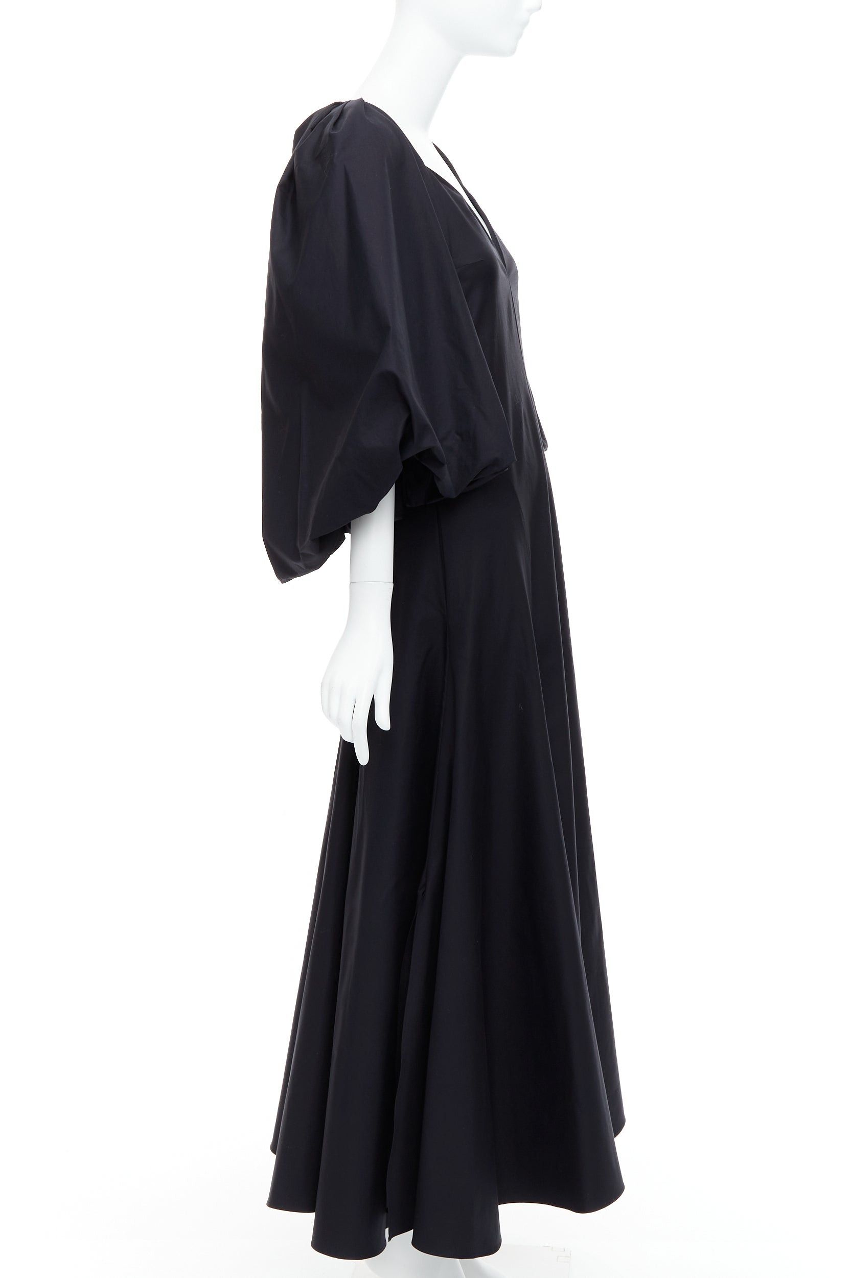 KHAITE KHAITE Joanne black cotton balloon sleeved midi dress US0 XS Size XS / US 0-2 / IT 36-38 - 4 Thumbnail