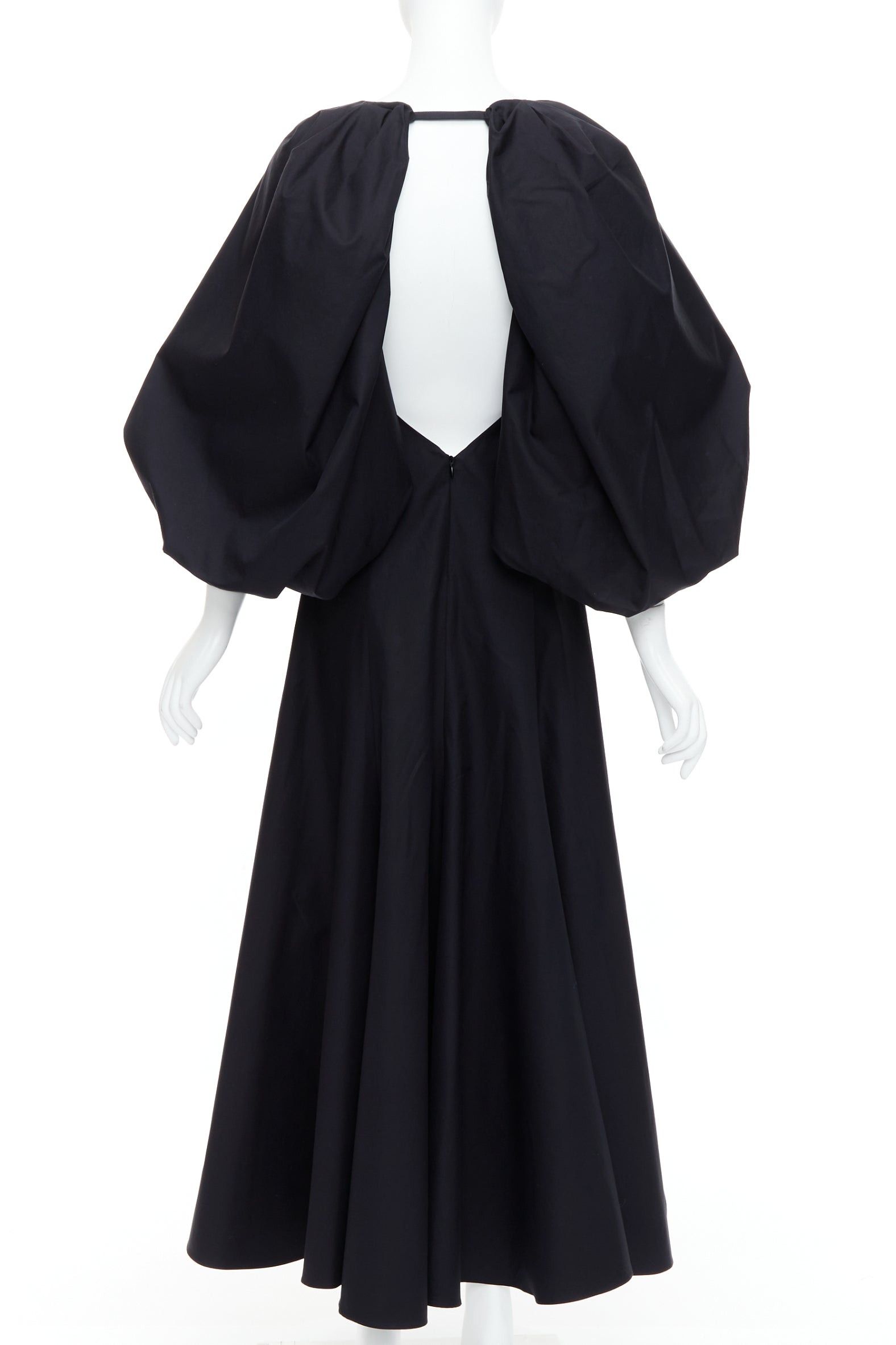KHAITE KHAITE Joanne black cotton balloon sleeved midi dress US0 XS Size XS / US 0-2 / IT 36-38 - 2 Thumbnail