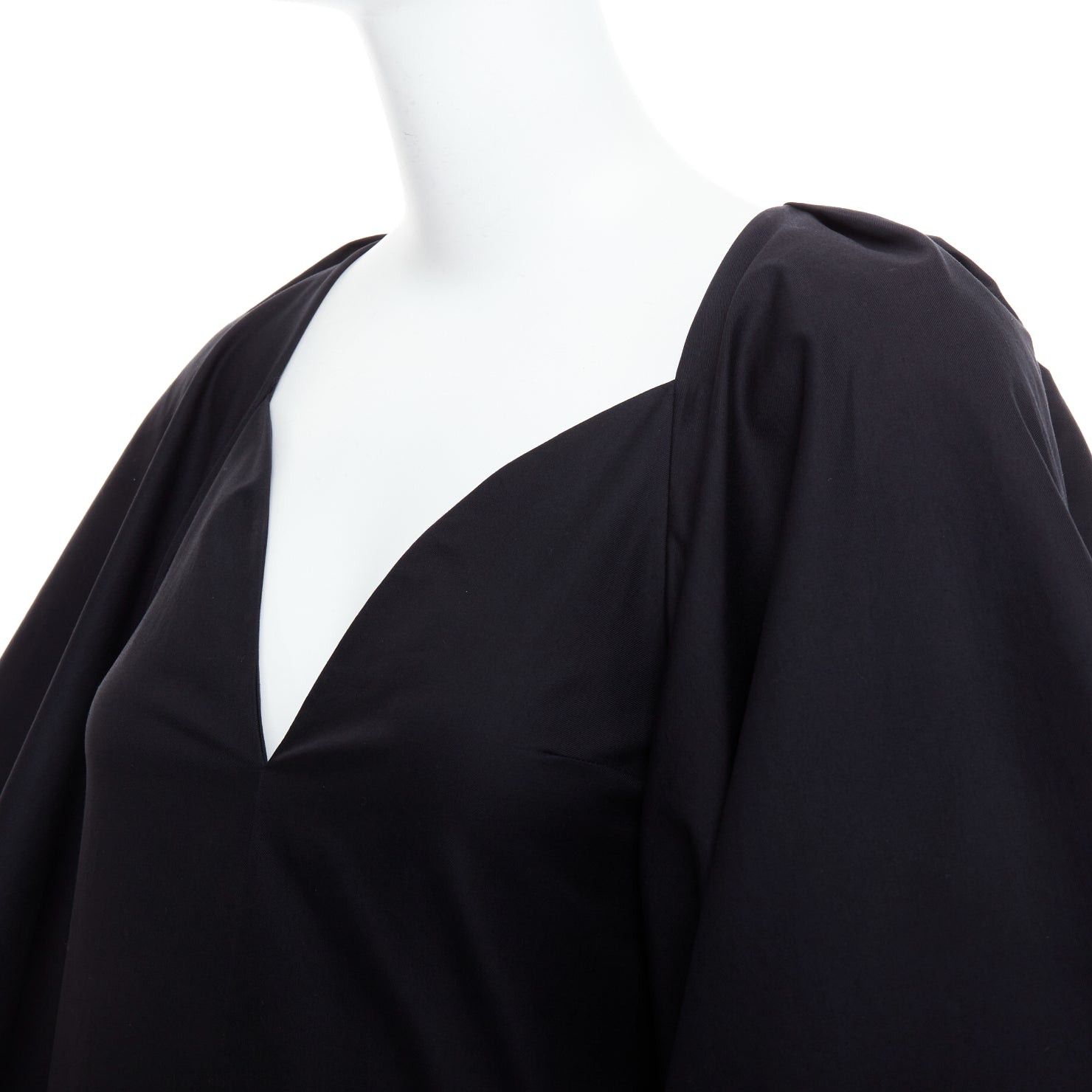 KHAITE KHAITE Joanne black cotton balloon sleeved midi dress US0 XS Size XS / US 0-2 / IT 36-38 - 6 Thumbnail