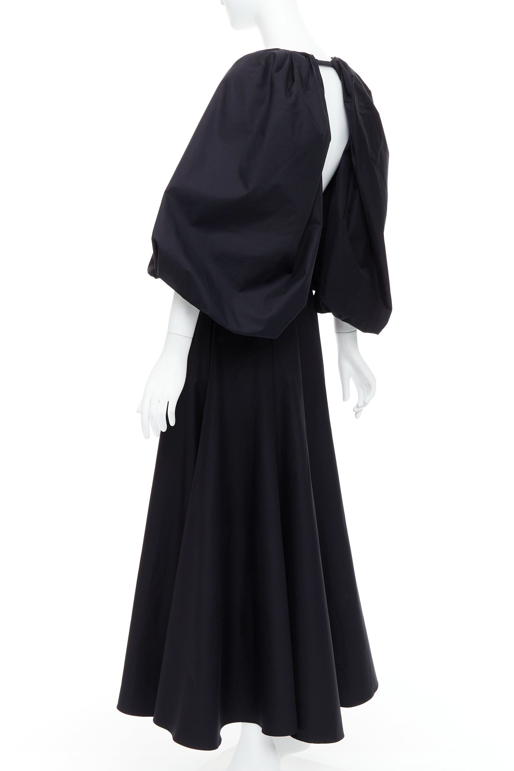 KHAITE KHAITE Joanne black cotton balloon sleeved midi dress US0 XS Size XS / US 0-2 / IT 36-38 - 5 Thumbnail