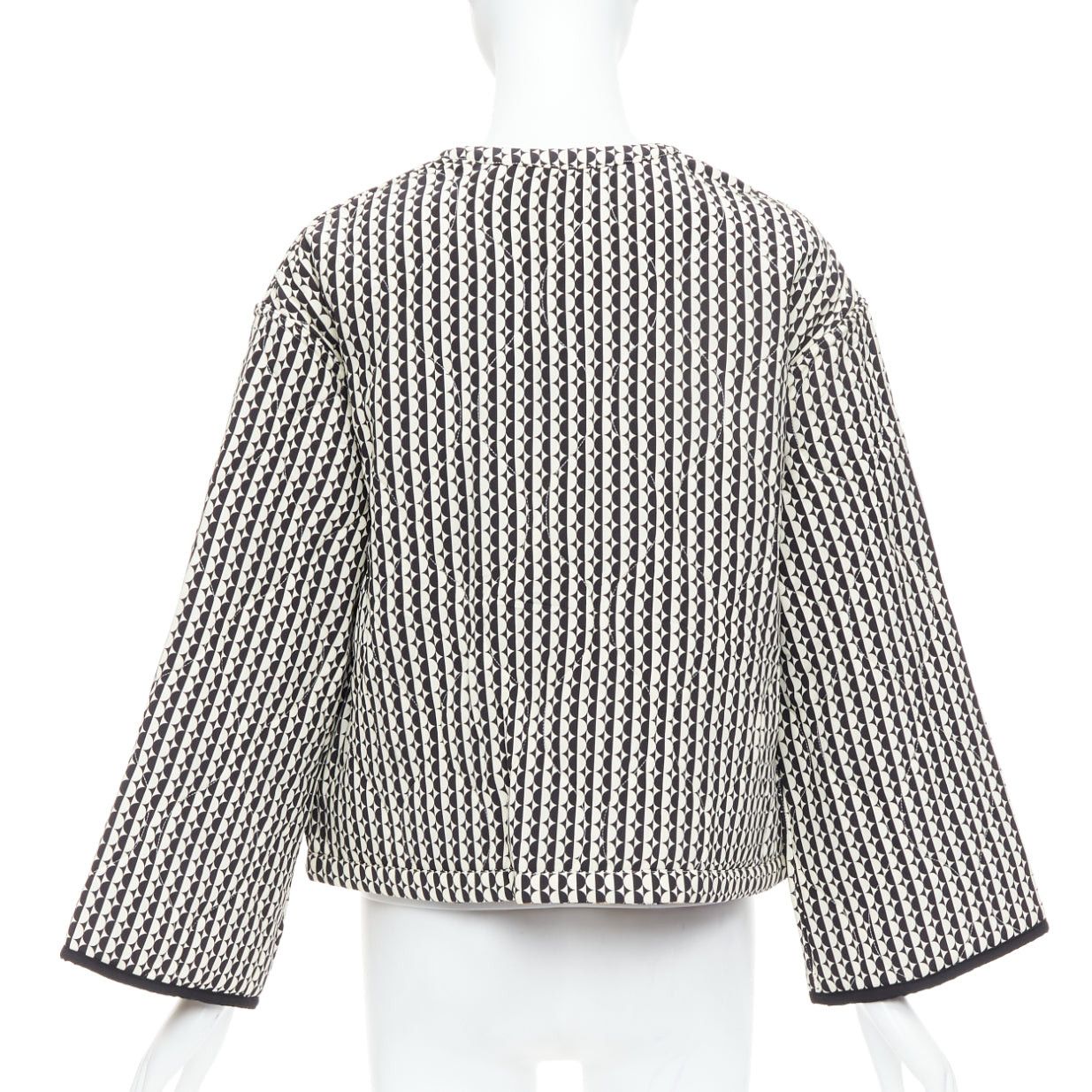 Oscar De La Renta OSCAR DE LA RENTA 2019 Reversible 100% silk black cream padded coat US2 S Size S / US 4 / IT 40 - 5 Thumbnail