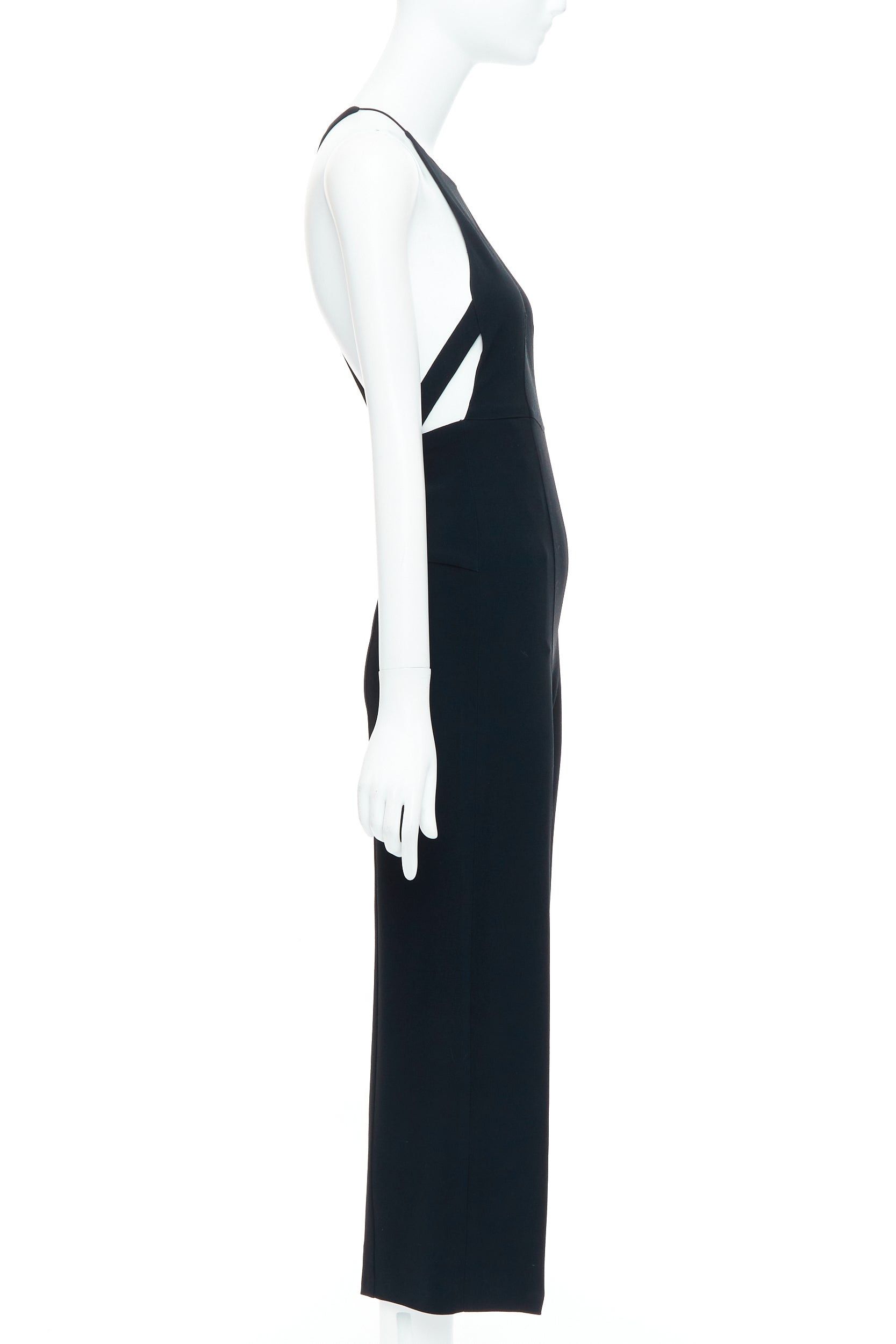 Narciso Rodriguez NARCISO RODRIGUEZ black side cut out halter neck wide jumpsuit IT38 XS Size 26" / US 2 / IT 38 - 4 Thumbnail