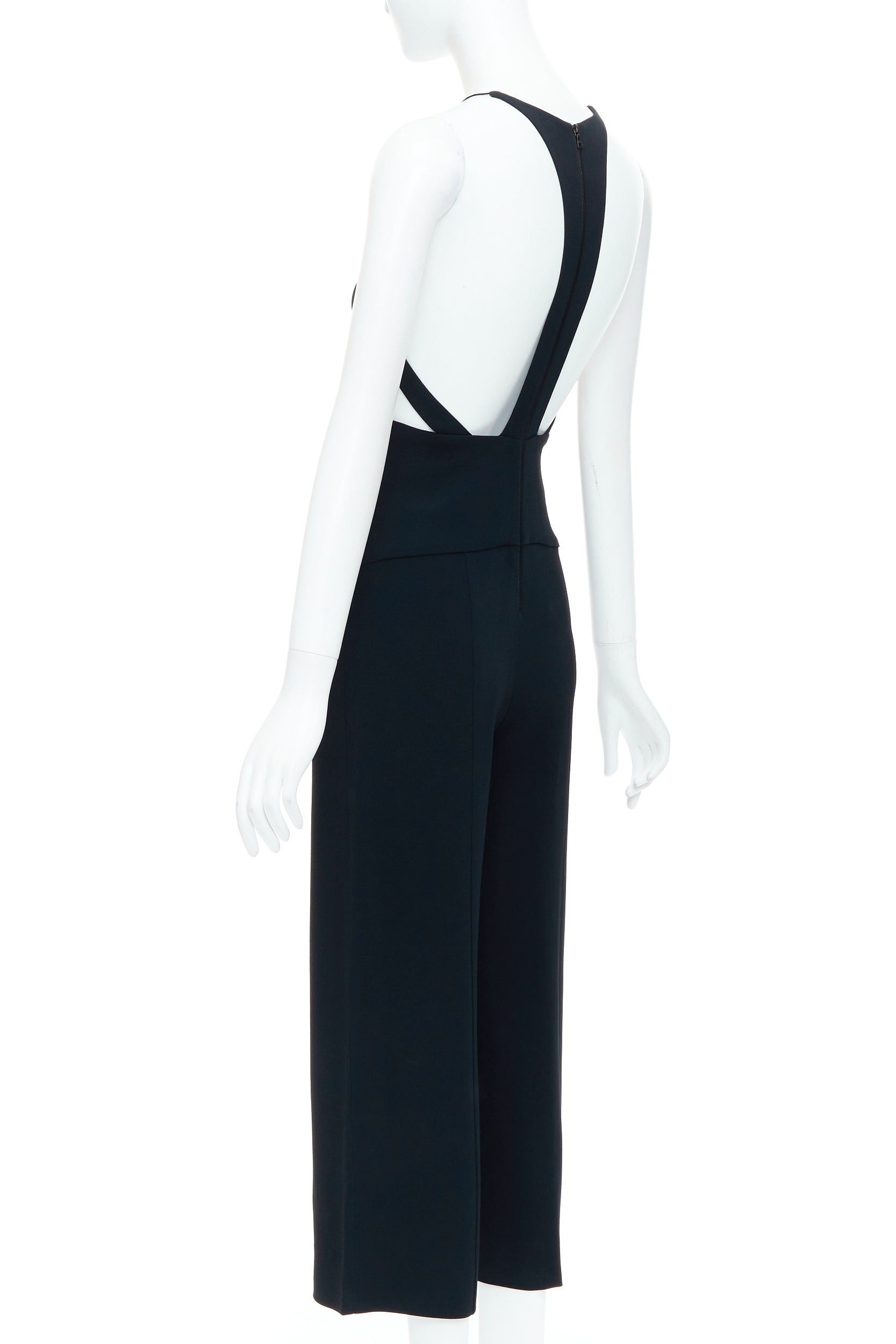 Narciso Rodriguez NARCISO RODRIGUEZ black side cut out halter neck wide jumpsuit IT38 XS Size 26" / US 2 / IT 38 - 5 Thumbnail