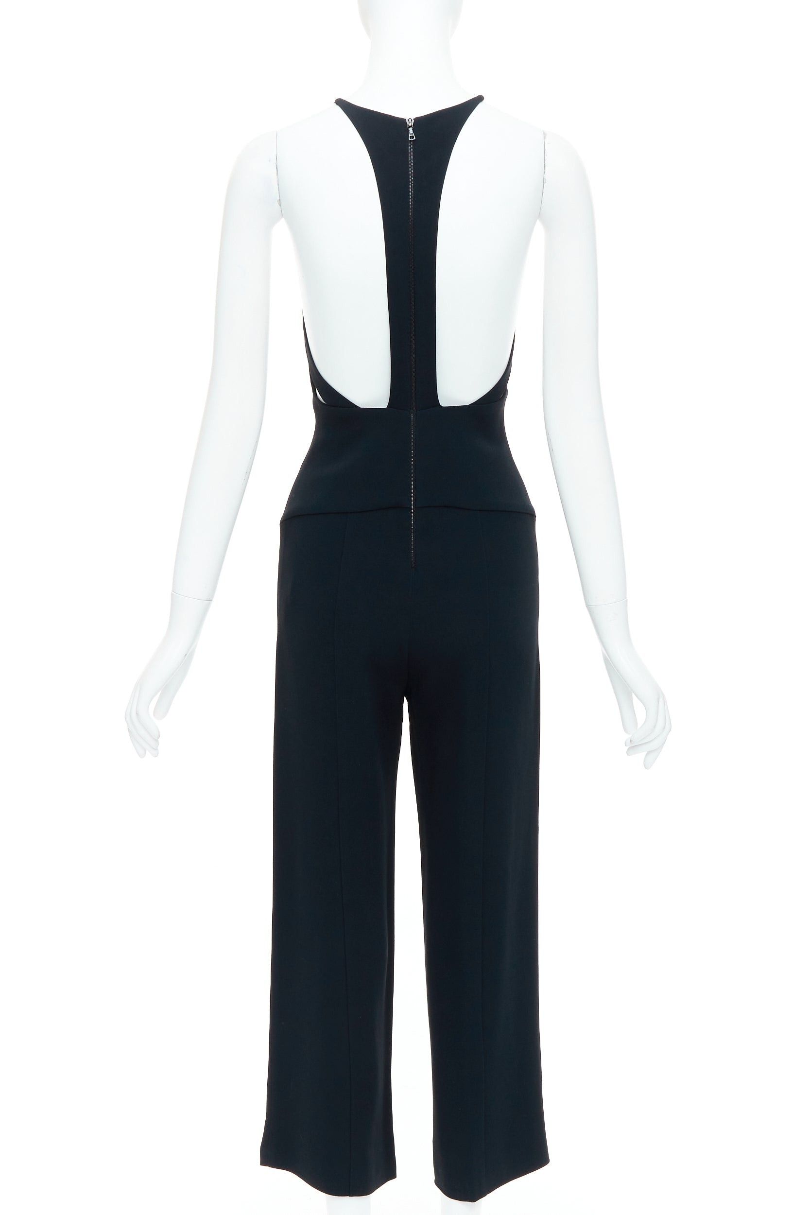 Narciso Rodriguez NARCISO RODRIGUEZ black side cut out halter neck wide jumpsuit IT38 XS Size 26" / US 2 / IT 38 - 2 Thumbnail