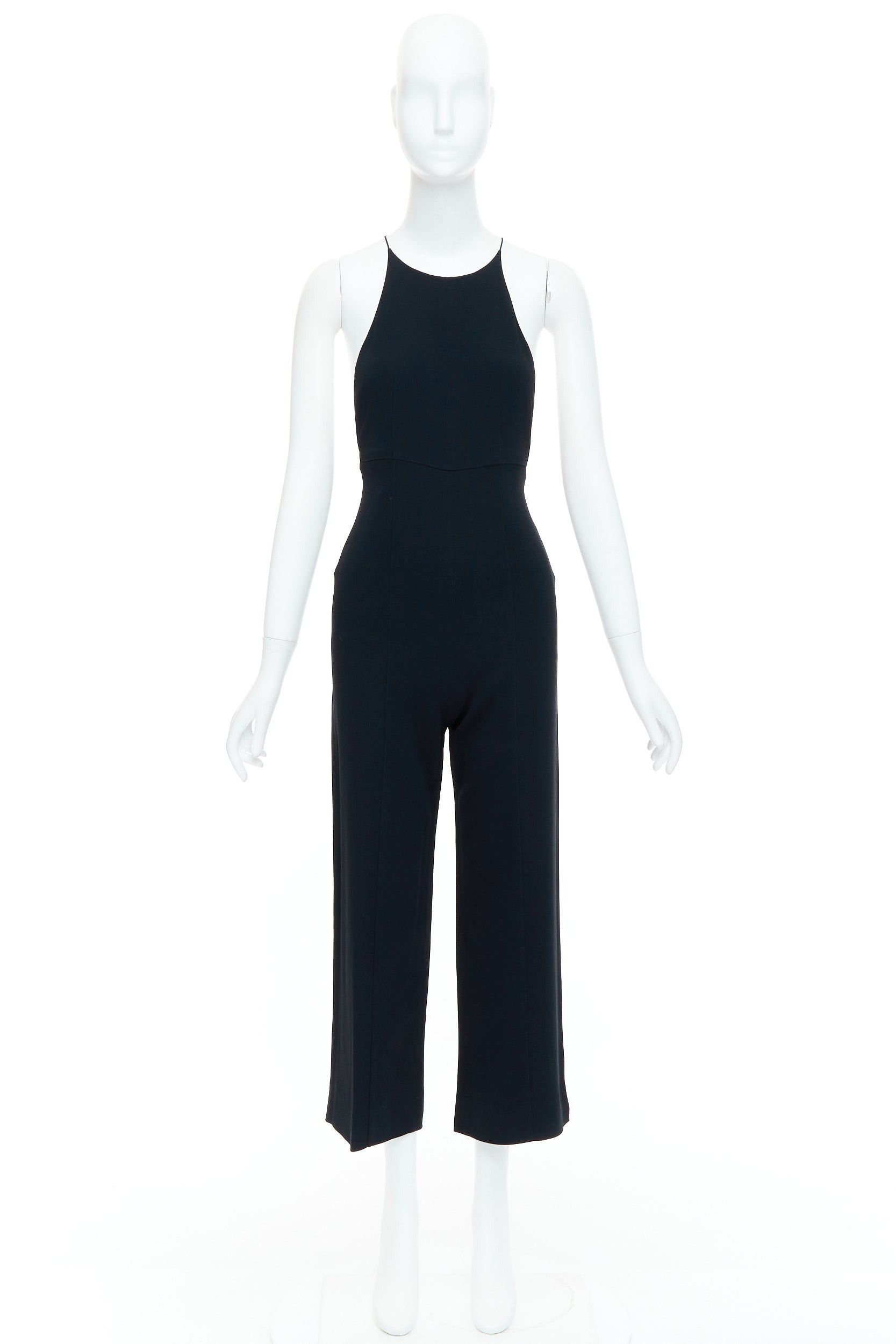 Narciso Rodriguez NARCISO RODRIGUEZ black side cut out halter neck wide jumpsuit IT38 XS Size 26" / US 2 / IT 38 - 9 Thumbnail