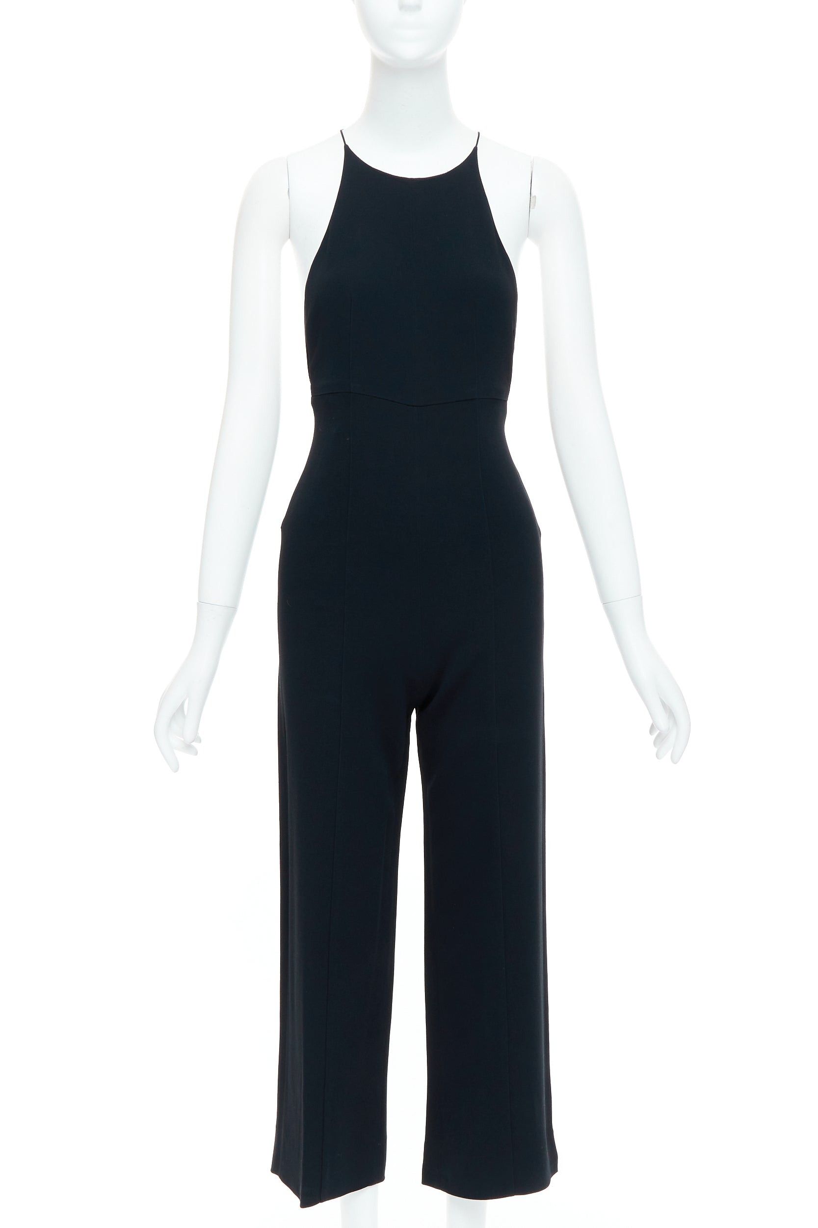 Narciso Rodriguez NARCISO RODRIGUEZ black side cut out halter neck wide jumpsuit IT38 XS Size 26" / US 2 / IT 38 - 3 Thumbnail