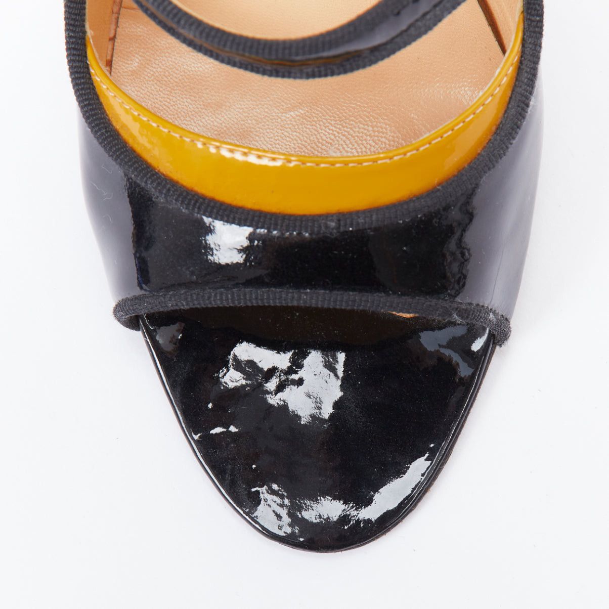 Manolo Blahnik MANOLO BLAHNIK black patent leather nude panel peep heels EU37.5 Size US 7.5 / IT 37.5 - 6 Thumbnail