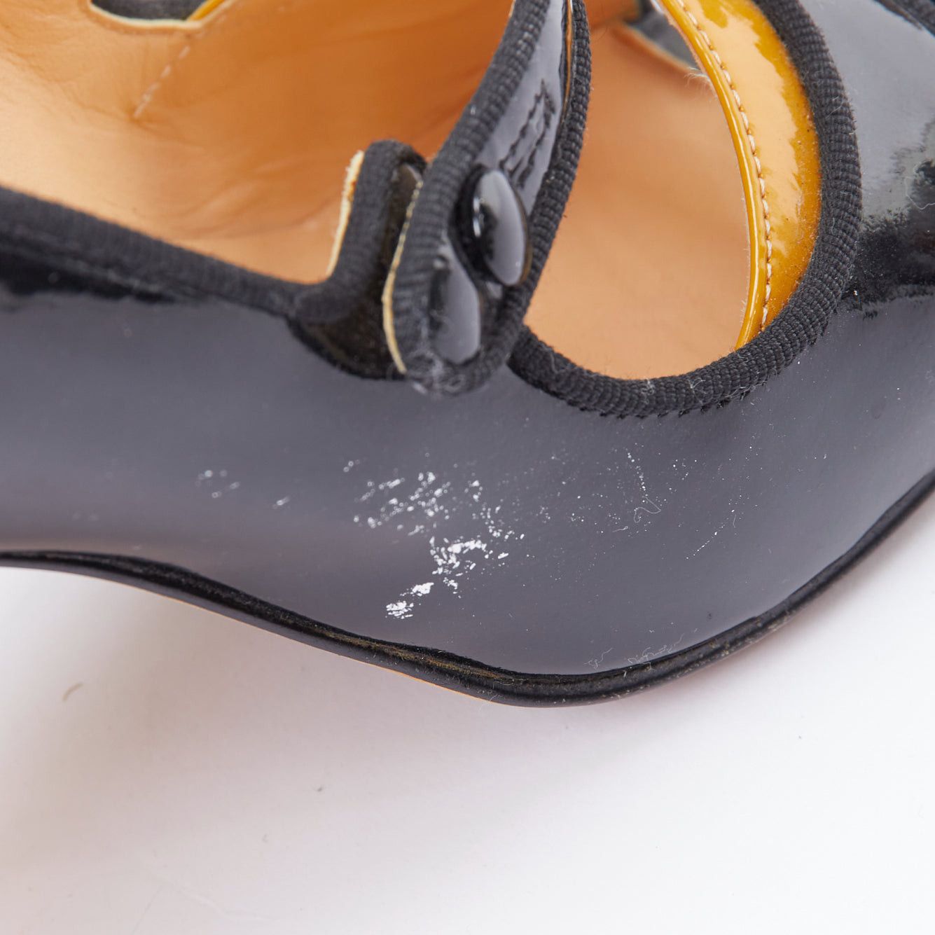 Manolo Blahnik MANOLO BLAHNIK black patent leather nude panel peep heels EU37.5 Size US 7.5 / IT 37.5 - 9 Thumbnail