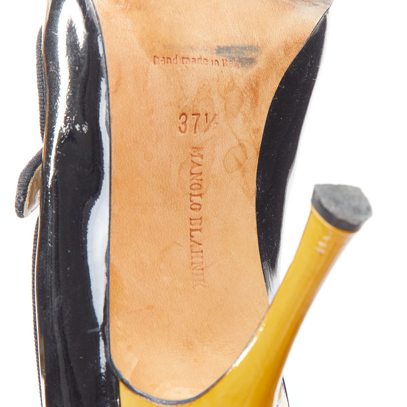 Manolo Blahnik MANOLO BLAHNIK black patent leather nude panel peep heels EU37.5 Size US 7.5 / IT 37.5 - 10 Thumbnail