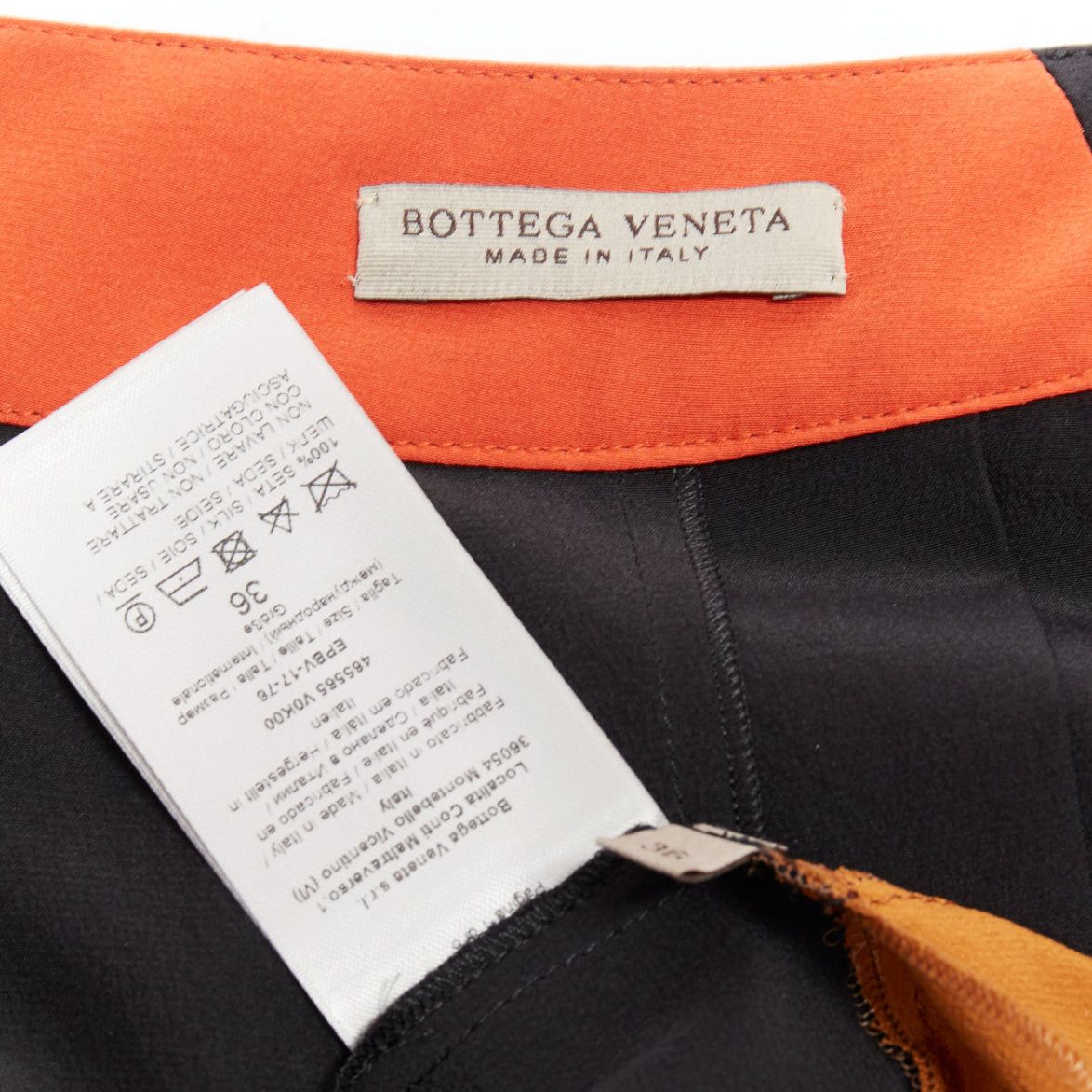 Bottega Veneta BOTTEGA VENETA 100% silk black orange brown colorblock pleated skirt IT36 XXS Size 25" / US 0 / IT 36 - 8 Thumbnail