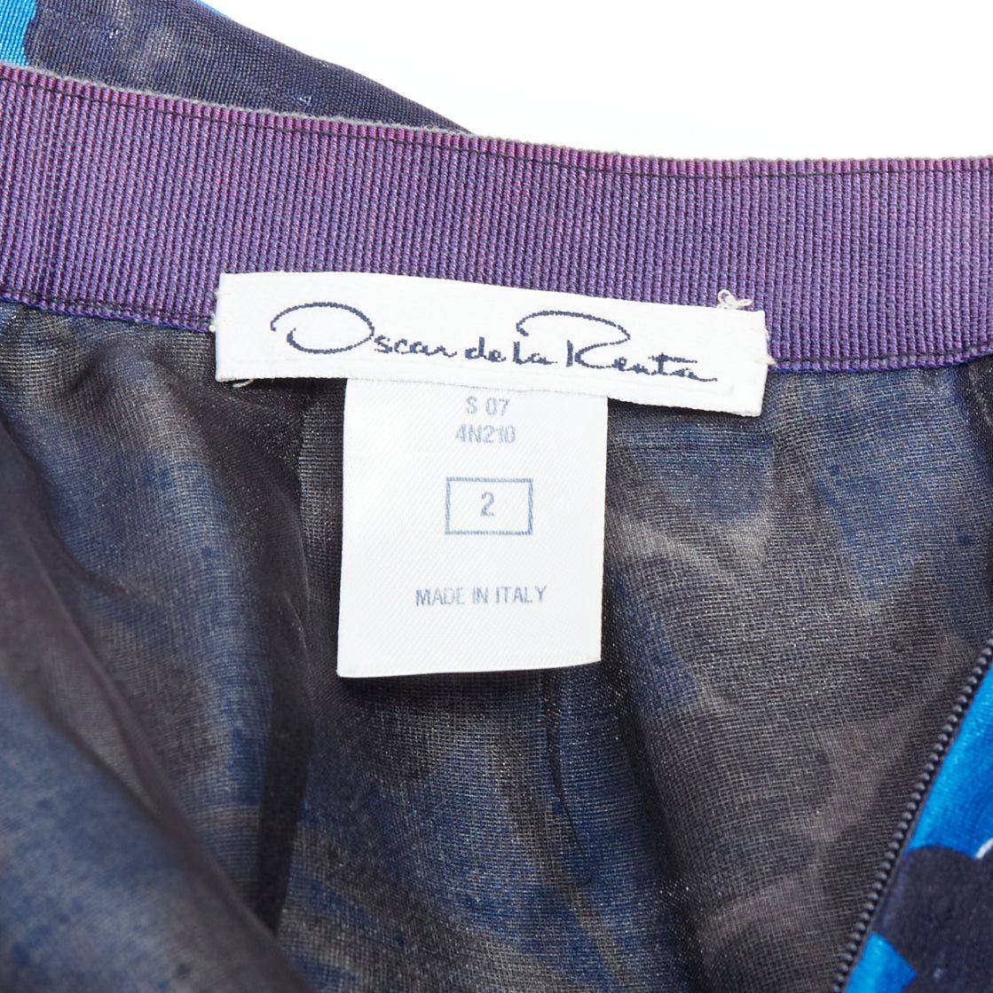 Oscar De La Renta OSCAR DE LA RENTA S07 blue black silk cotton floral print full midi skirt US2 S Size 27" / US 4 / IT 40 - 8 Thumbnail