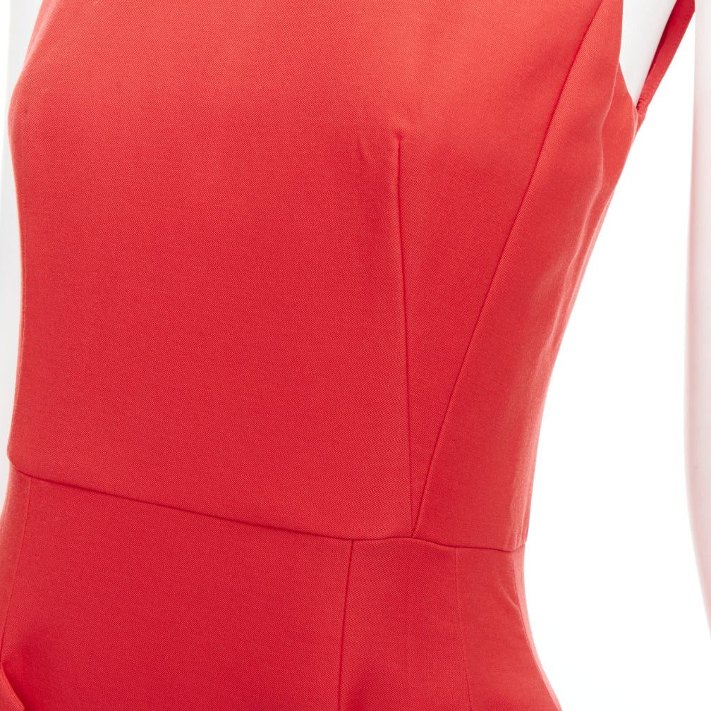 Bottega Veneta BOTTEGA VENETA red 100% vrigin wool 3D pleated crew neck fit flare dress Size S / US 4 / IT 40 - 7 Thumbnail
