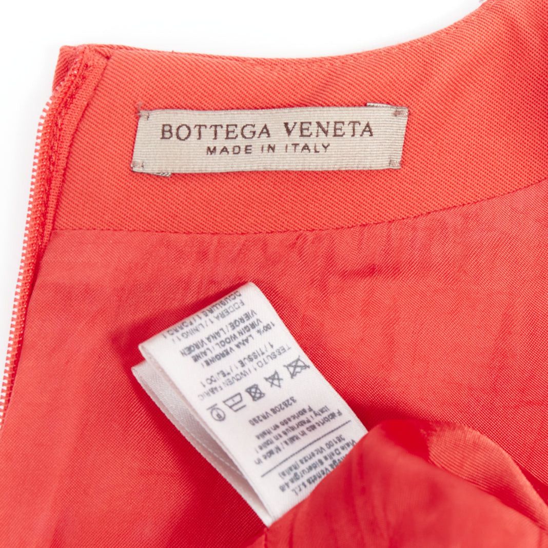 Bottega Veneta BOTTEGA VENETA red 100% vrigin wool 3D pleated crew neck fit flare dress Size S / US 4 / IT 40 - 8 Thumbnail