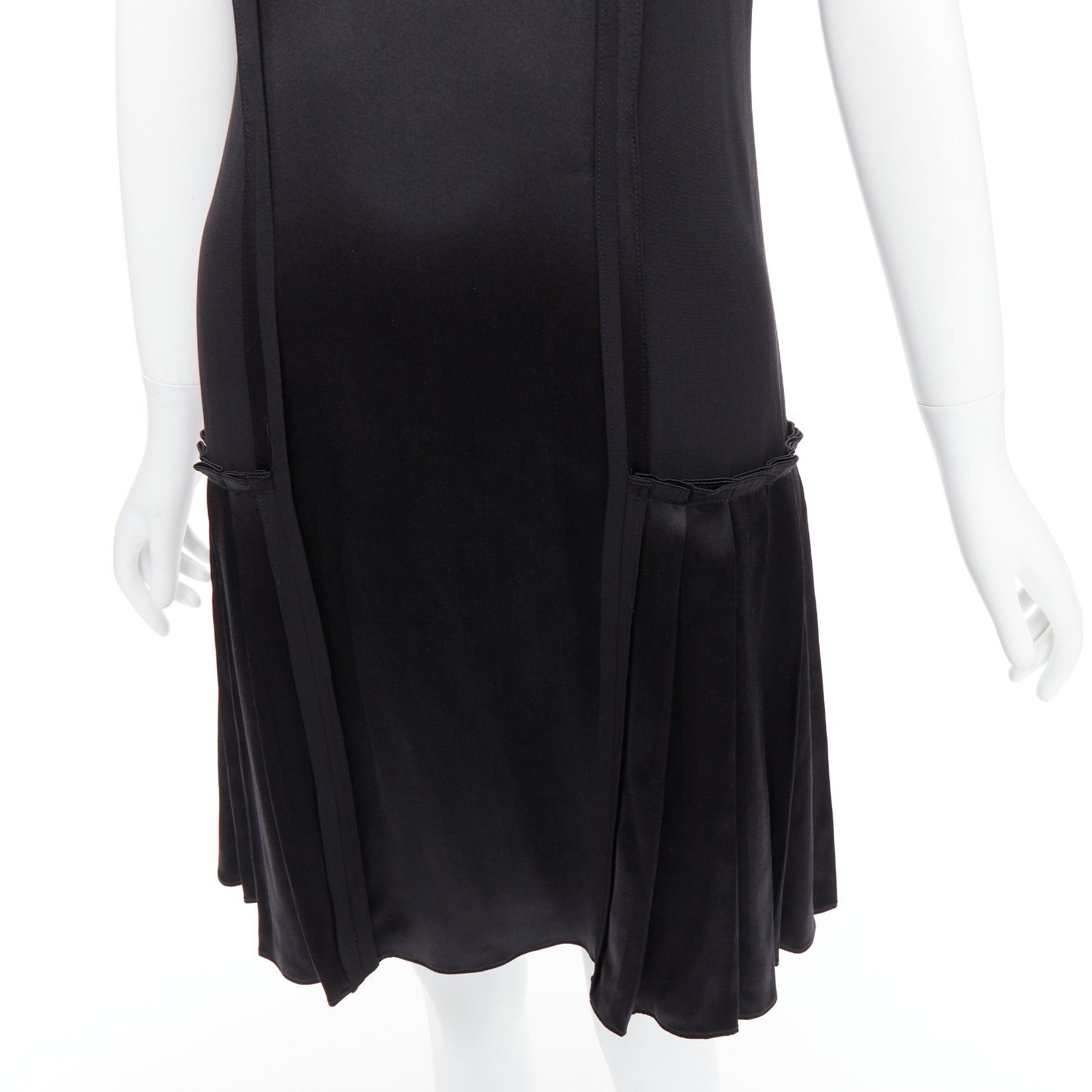 Oscar De La Renta OSCAR DE LA RENTA F15 100% silk green cotton black foldover collar trimmed dress US0 XS Size XS / US 0-2 / IT 36-38 - 2 Thumbnail