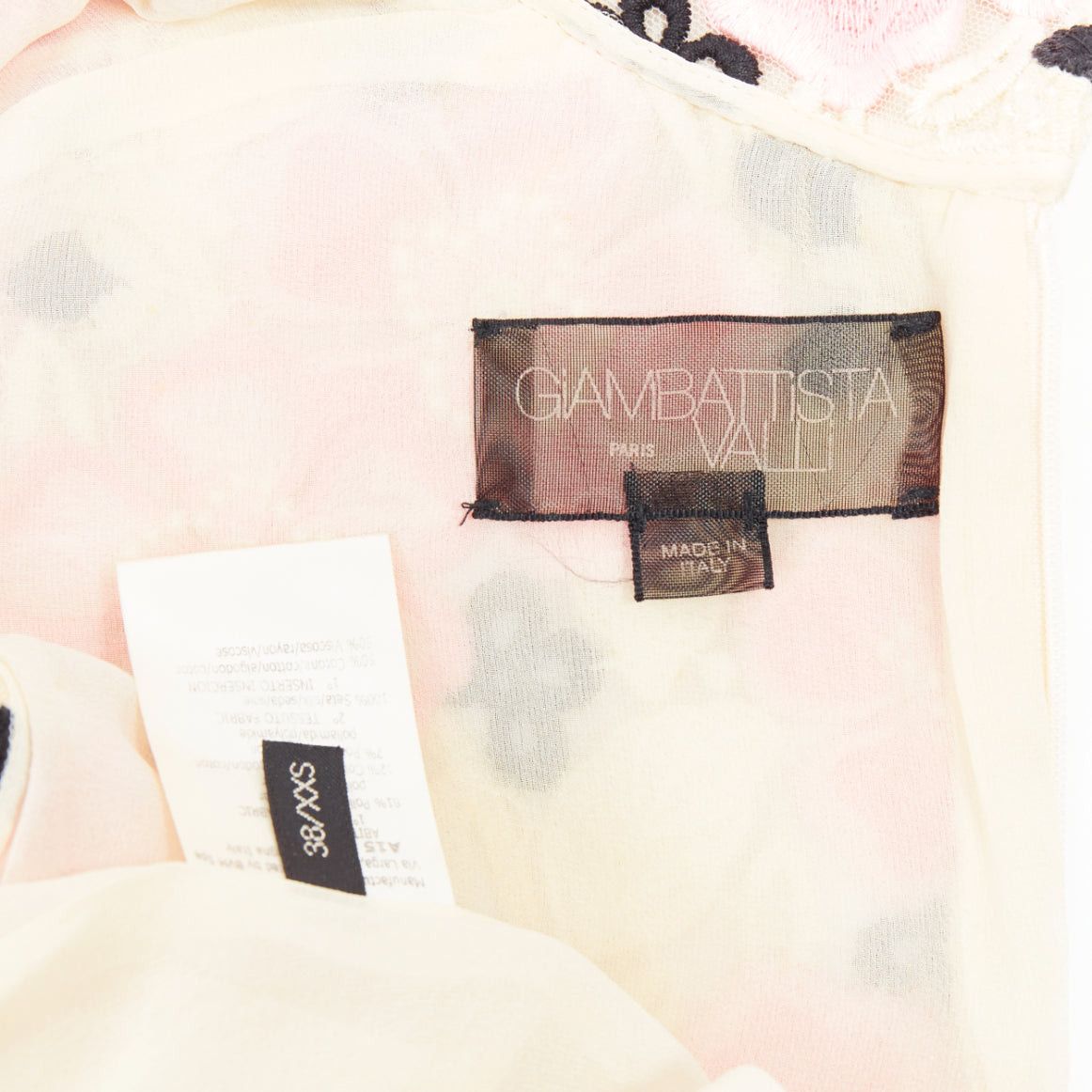 Giambattista Valli GIAMBATTISTA VALLI pink cream floral guipure lace mock neck dress IT38 XXS Size XS / US 0-2 / IT 36-38 - 8 Thumbnail