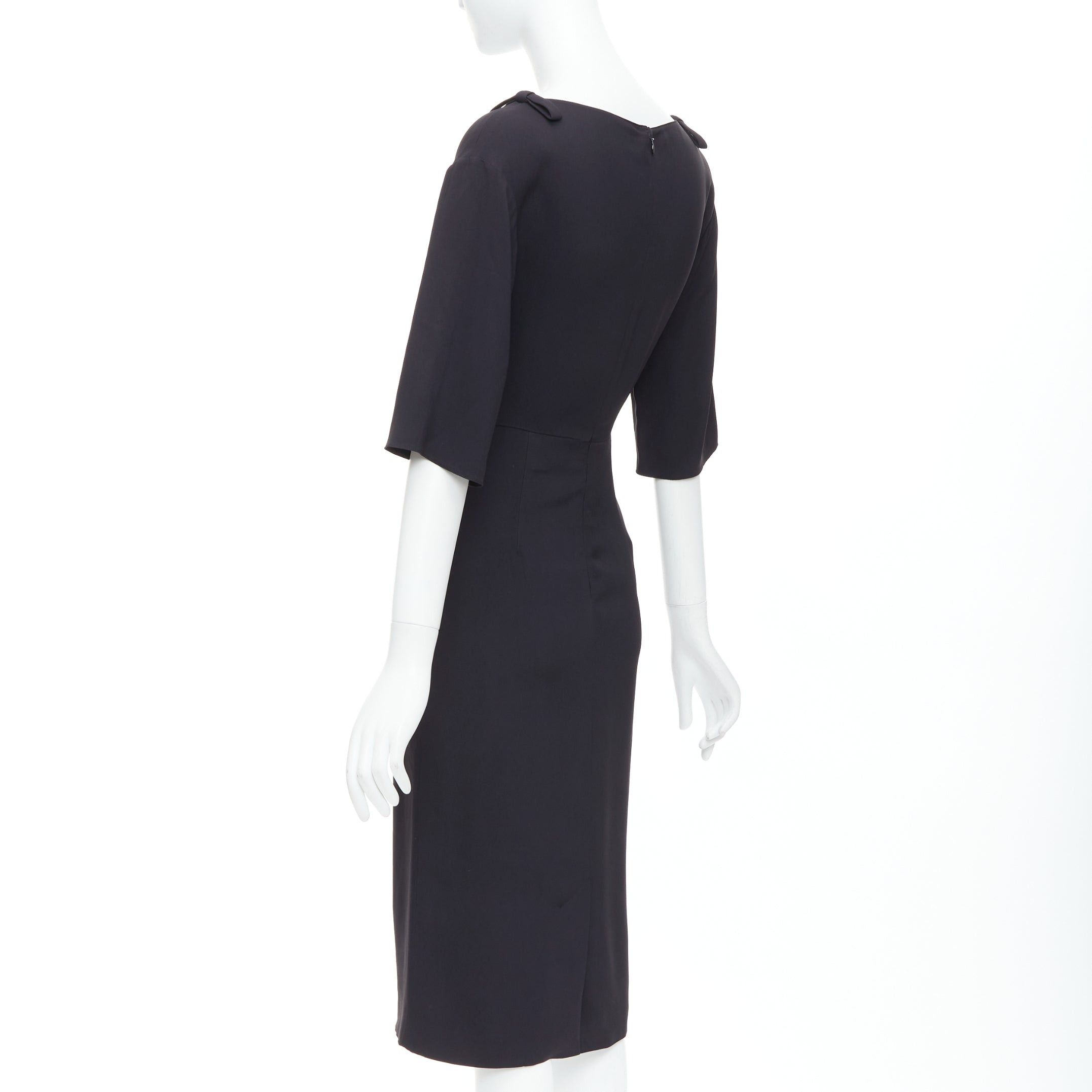 Valentino VALENTINO 2020 black ribbon shoulder half sleeve shift dress IT36 XXS Size XS / US 0-2 / IT 36-38 - 6 Thumbnail
