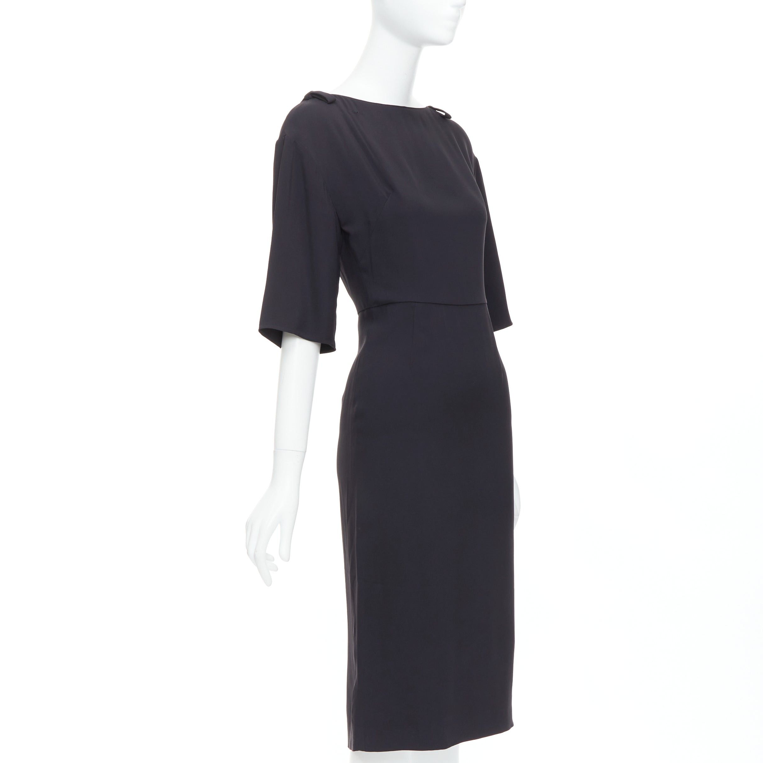 Valentino VALENTINO 2020 black ribbon shoulder half sleeve shift dress IT36 XXS Size XS / US 0-2 / IT 36-38 - 3 Thumbnail