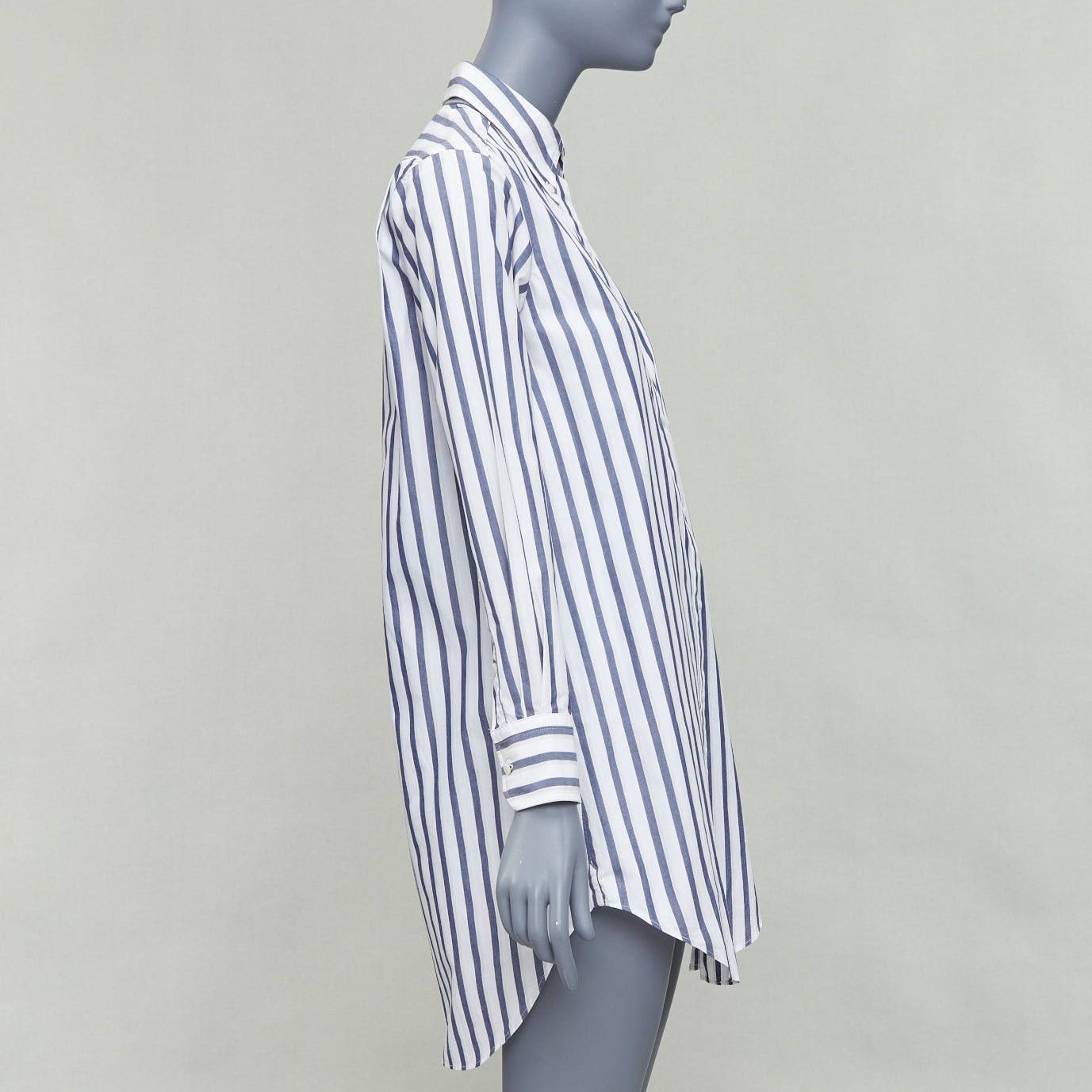 Thom Browne THOM BROWNE blue white poplin cotton stripe button down shirt dress US0 XS0 Size S / US 4 / IT 40 - 4 Thumbnail