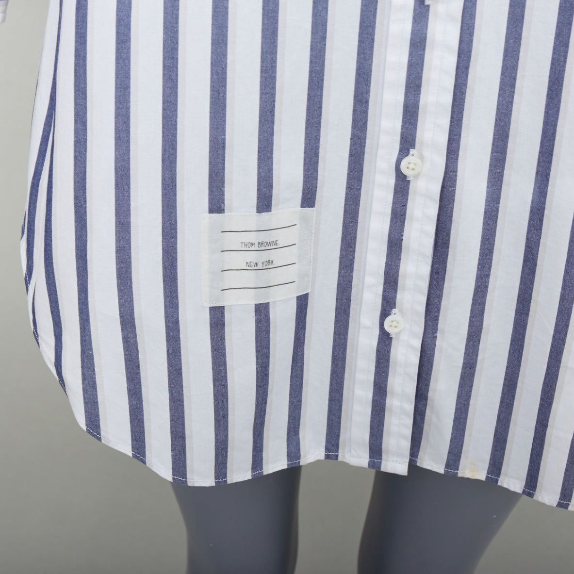 Thom Browne THOM BROWNE blue white poplin cotton stripe button down shirt dress US0 XS0 Size S / US 4 / IT 40 - 2 Thumbnail