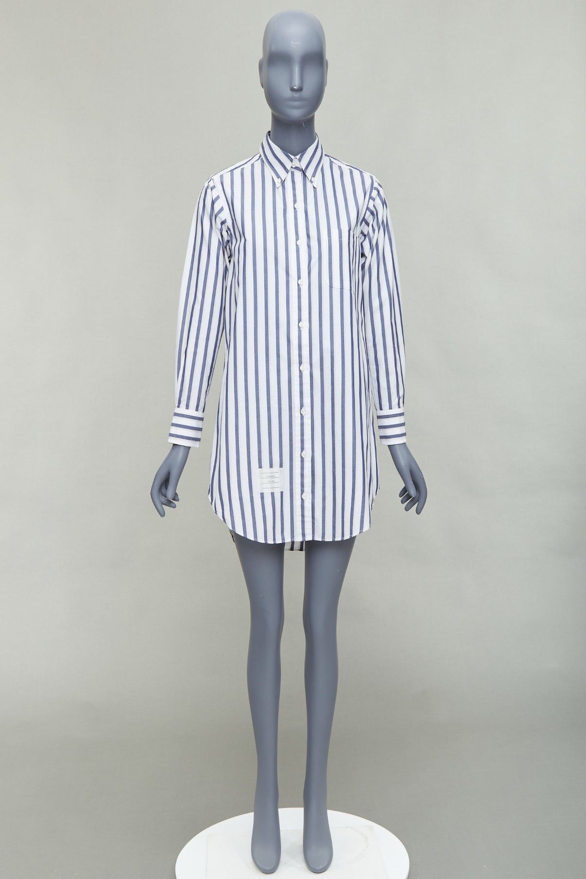 Thom Browne THOM BROWNE blue white poplin cotton stripe button down shirt dress US0 XS0 Size S / US 4 / IT 40 - 9 Thumbnail