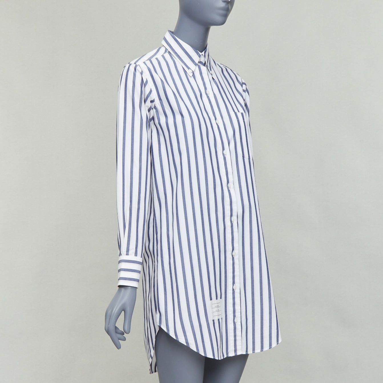 Thom Browne THOM BROWNE blue white poplin cotton stripe button down shirt dress US0 XS0 Size S / US 4 / IT 40 - 3 Thumbnail