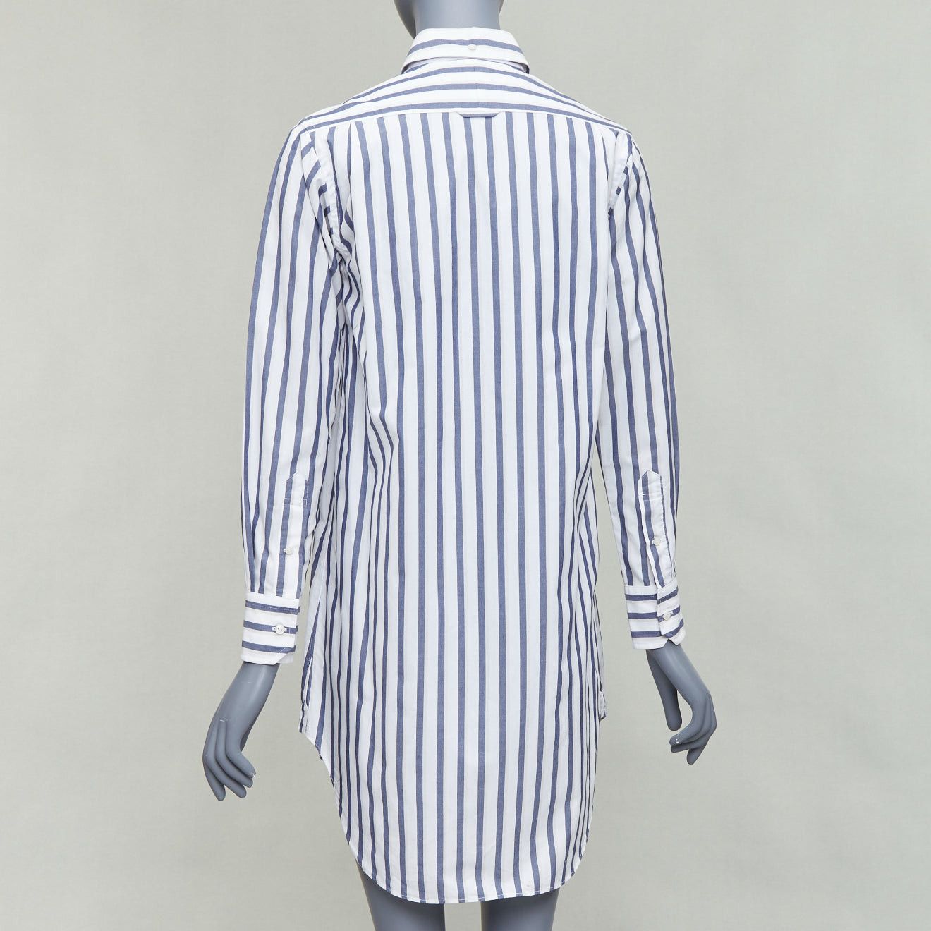 Thom Browne THOM BROWNE blue white poplin cotton stripe button down shirt dress US0 XS0 Size S / US 4 / IT 40 - 5 Thumbnail