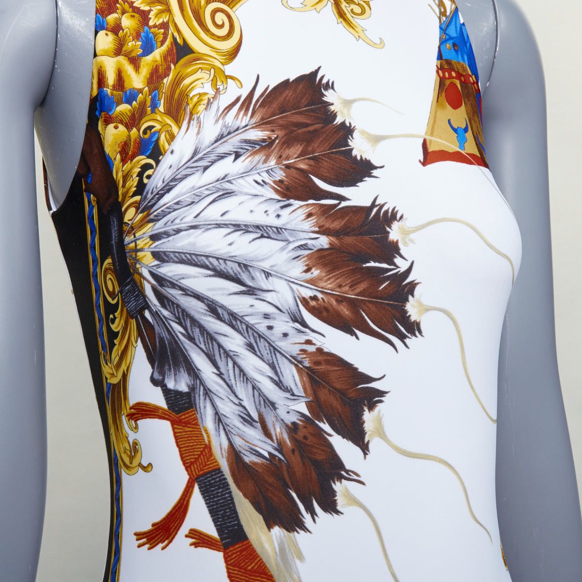 Versace VERSACE Tribute 1992 Native Americans colorful Indian print swimsuit IT38 XS Size XS / US 0-2 / IT 36-38 - 7 Thumbnail