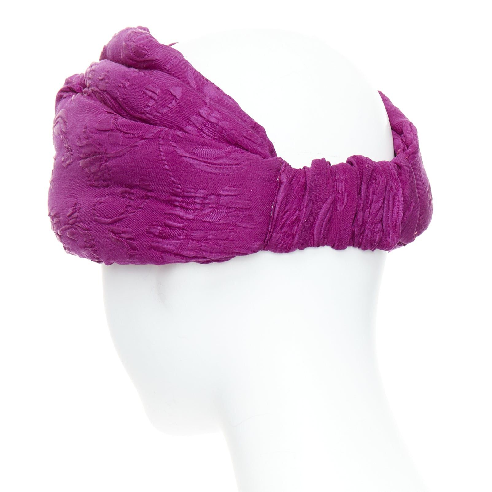 Gucci GUCCI Old Hollywood purple silk brocade knot turban headband 57cm M Size ONE SIZE - 6 Thumbnail