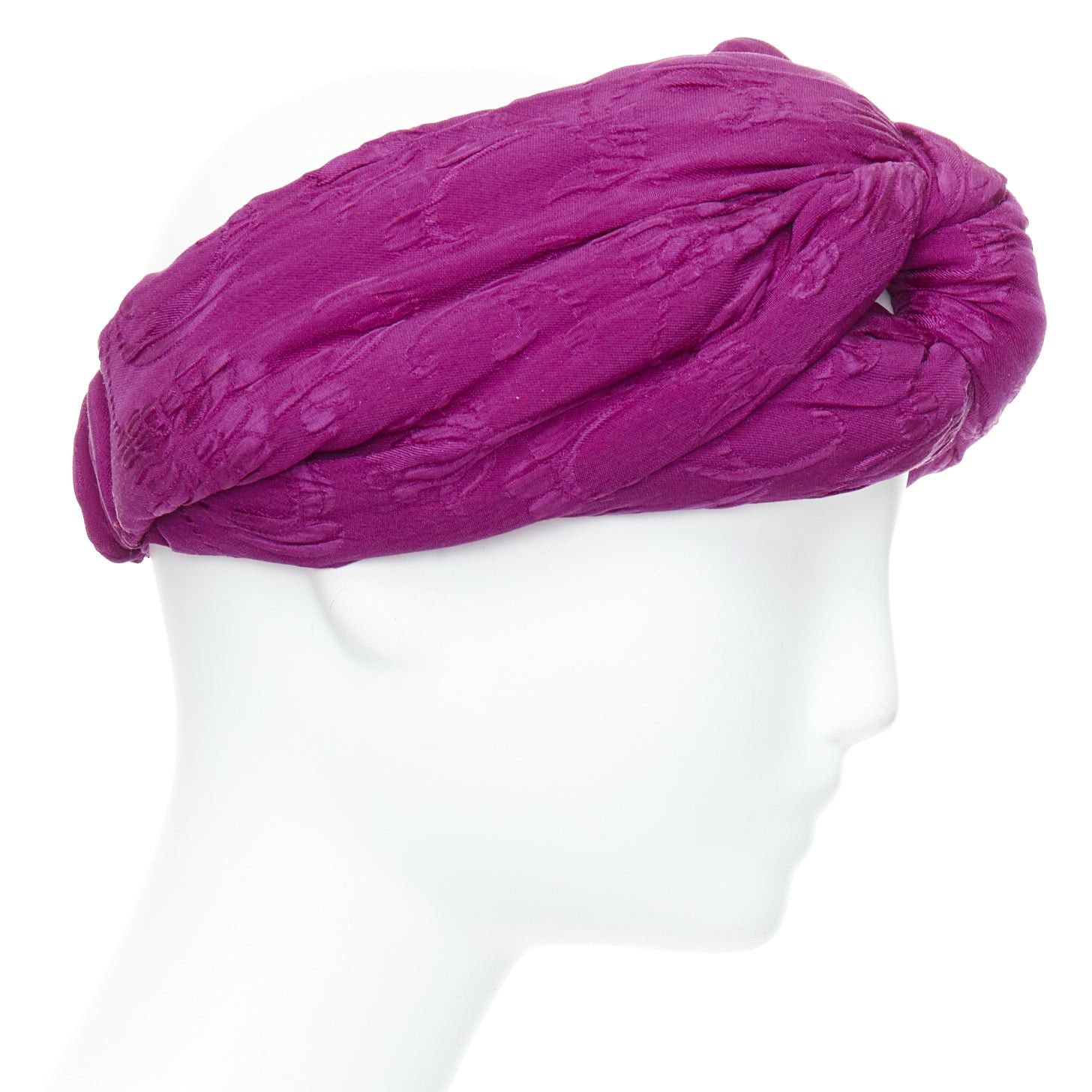 Gucci GUCCI Old Hollywood purple silk brocade knot turban headband 57cm M Size ONE SIZE - 4 Thumbnail