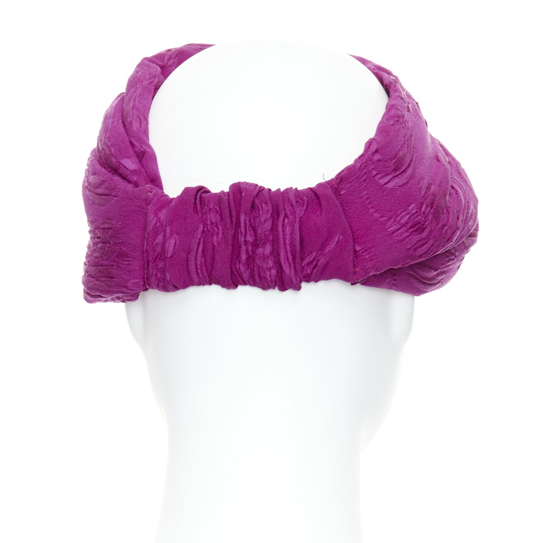 Gucci GUCCI Old Hollywood purple silk brocade knot turban headband 57cm M Size ONE SIZE - 5 Thumbnail