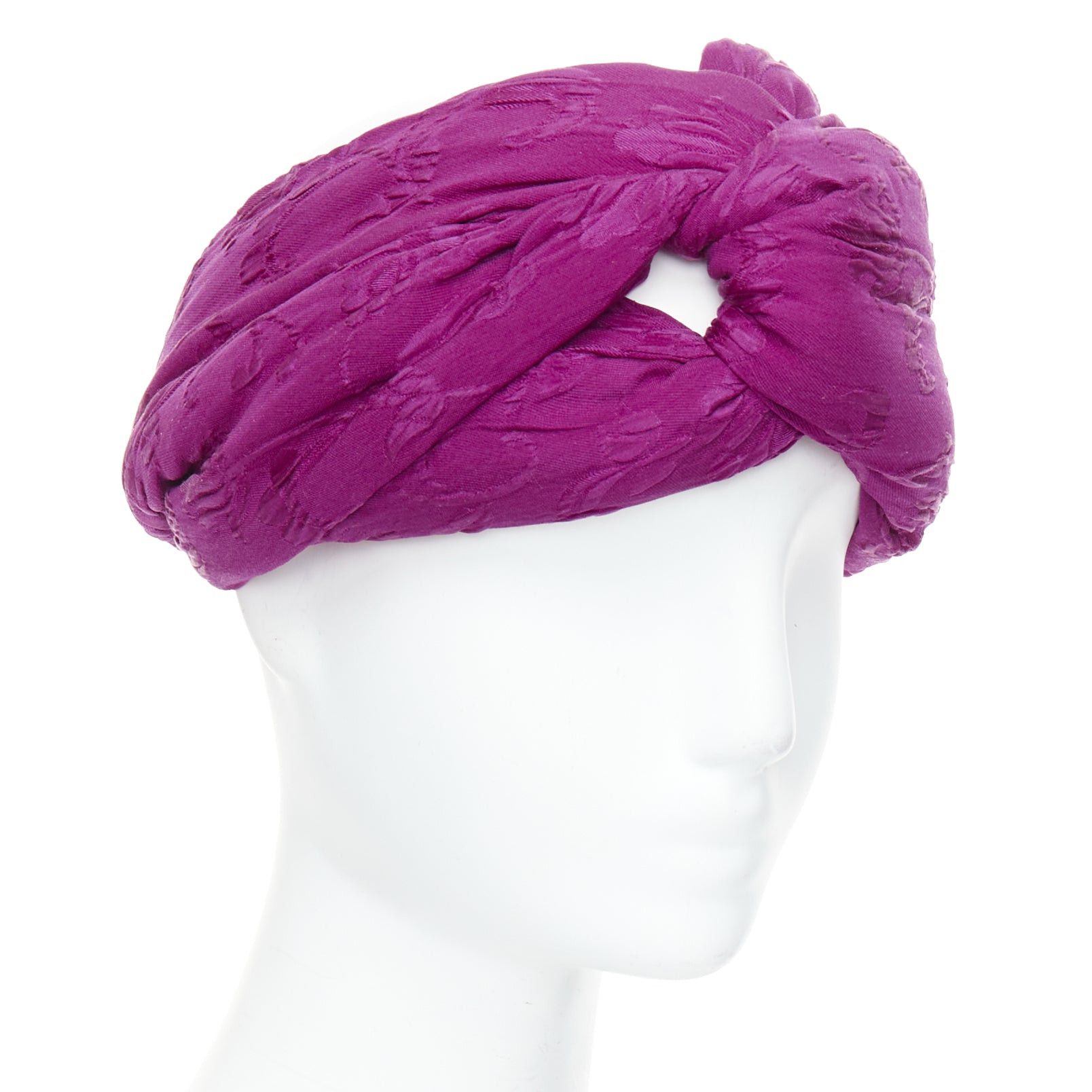 Gucci GUCCI Old Hollywood purple silk brocade knot turban headband 57cm M Size ONE SIZE - 3 Thumbnail