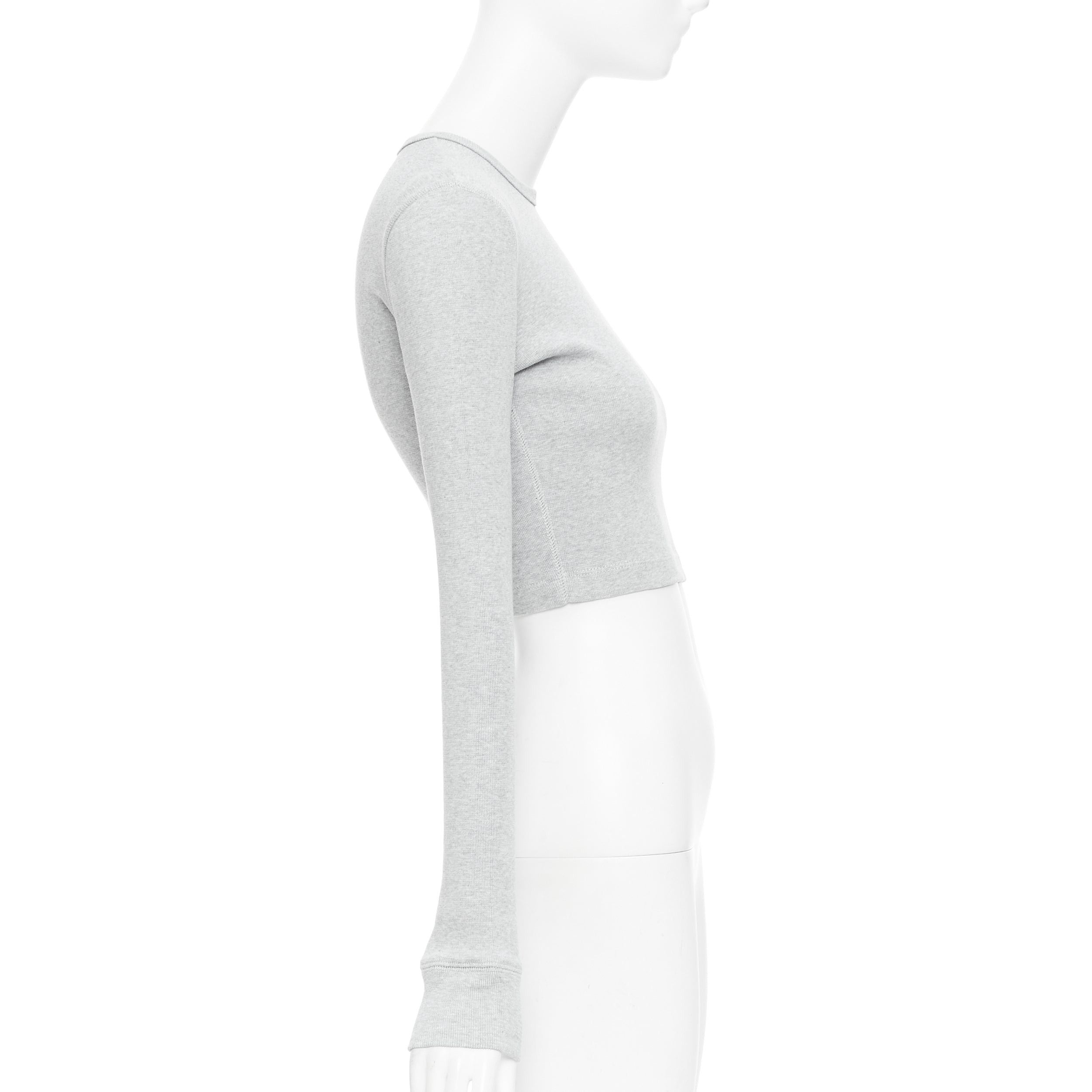 WARDROBE.NYC WARDROBE NYC grey cotton blend crew neck long sleeve ribbed top S Size S / US 4 / IT 40 - 4 Thumbnail