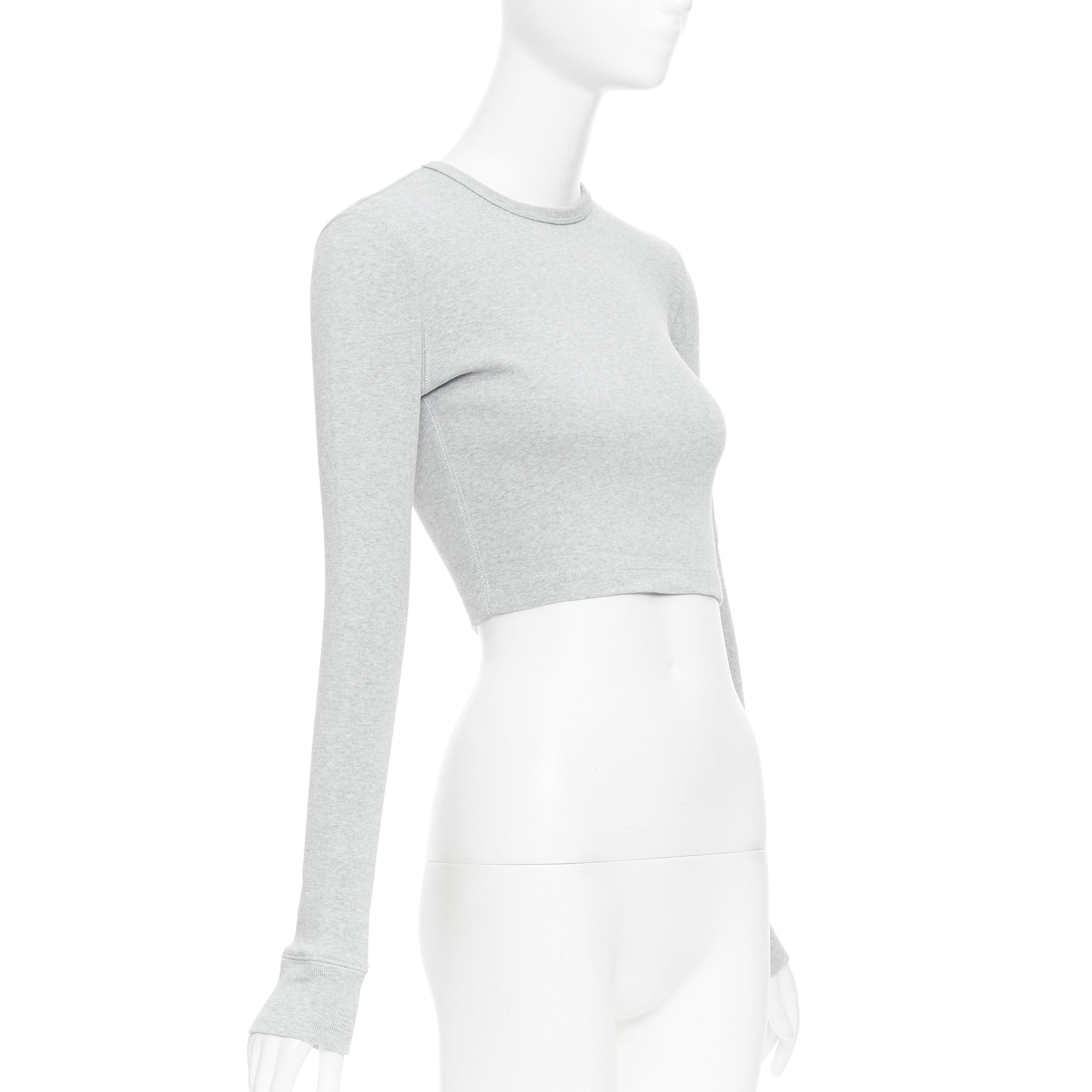 WARDROBE.NYC WARDROBE NYC grey cotton blend crew neck long sleeve ribbed top S Size S / US 4 / IT 40 - 3 Thumbnail