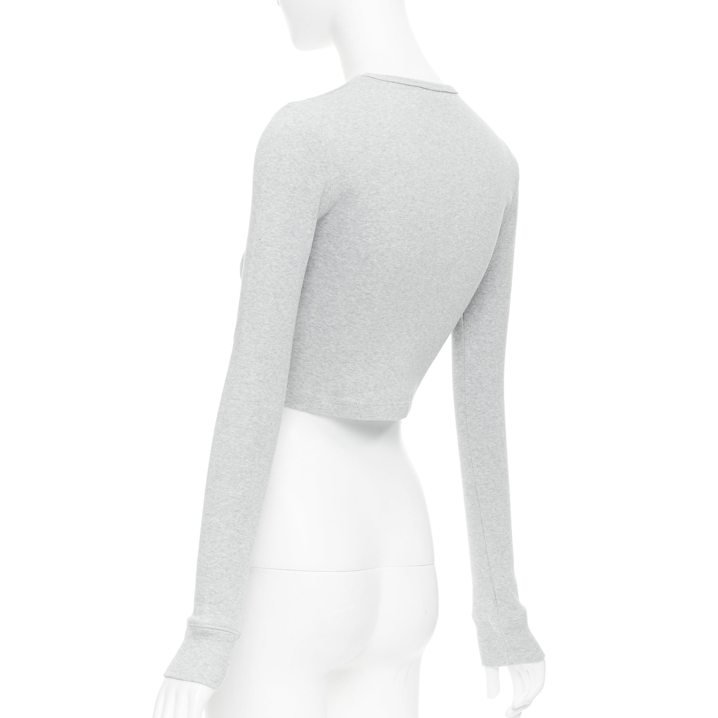 WARDROBE.NYC WARDROBE NYC grey cotton blend crew neck long sleeve ribbed top S Size S / US 4 / IT 40 - 6 Thumbnail
