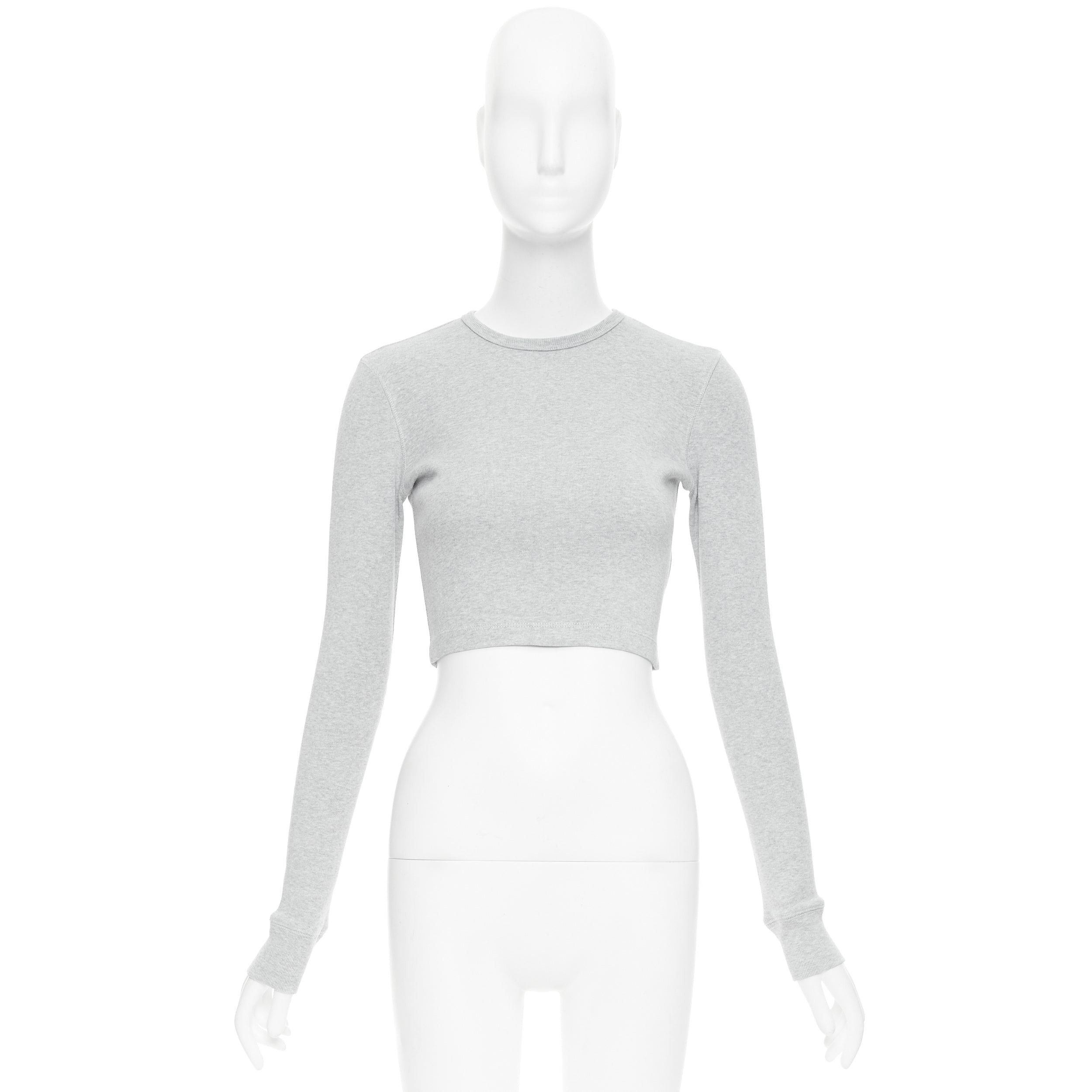 WARDROBE.NYC WARDROBE NYC grey cotton blend crew neck long sleeve ribbed top S Size S / US 4 / IT 40 - 9 Thumbnail