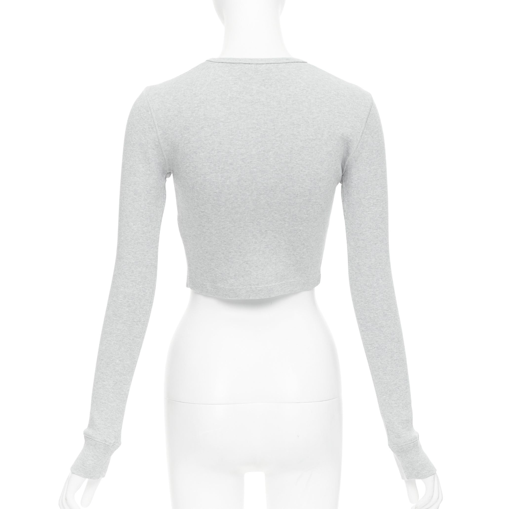 WARDROBE.NYC WARDROBE NYC grey cotton blend crew neck long sleeve ribbed top S Size S / US 4 / IT 40 - 5 Thumbnail